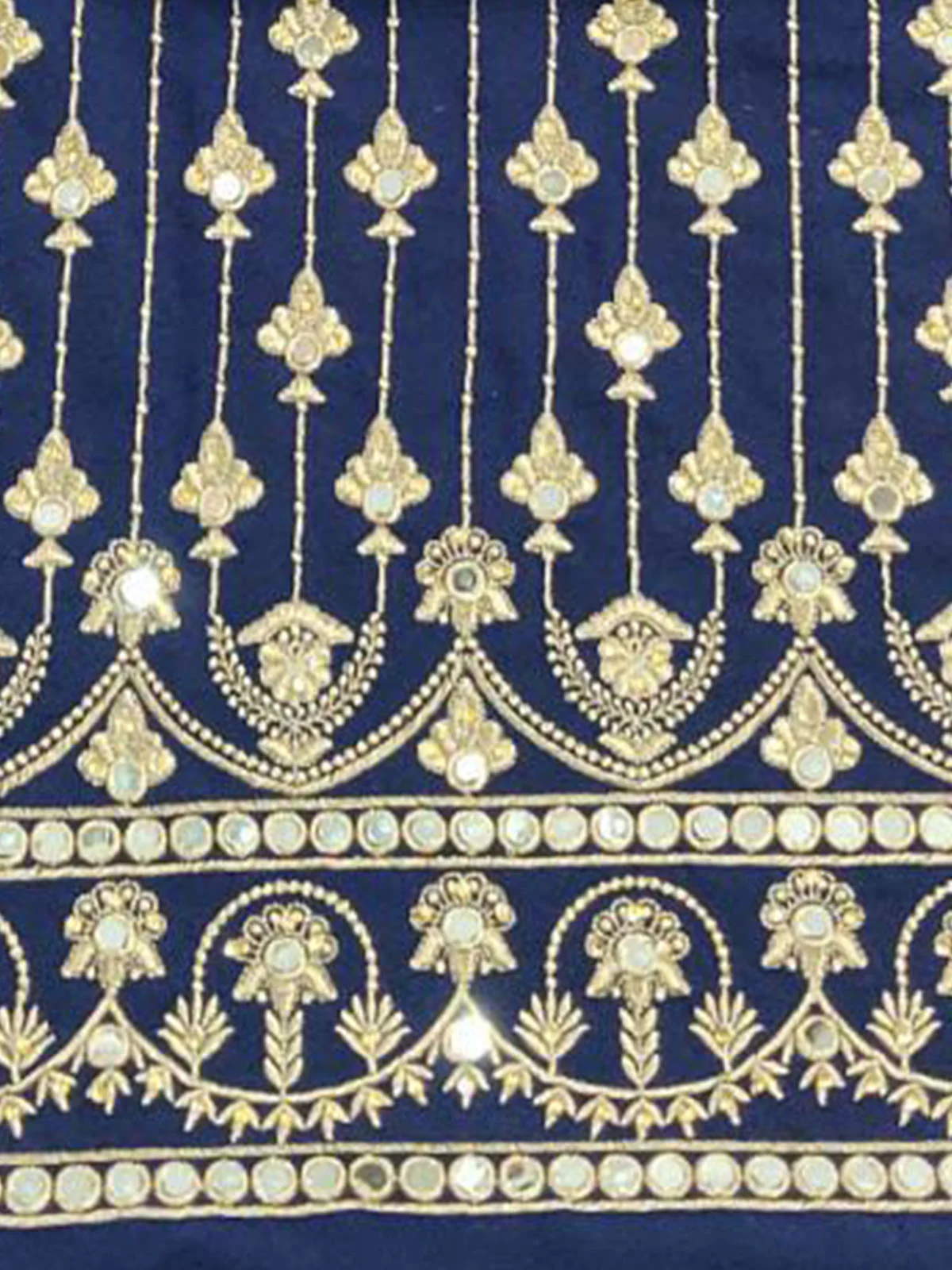 Odette Women Dark Blue Embroidered Faux Georgette Patiala Semi Stitched Suit - Image 3