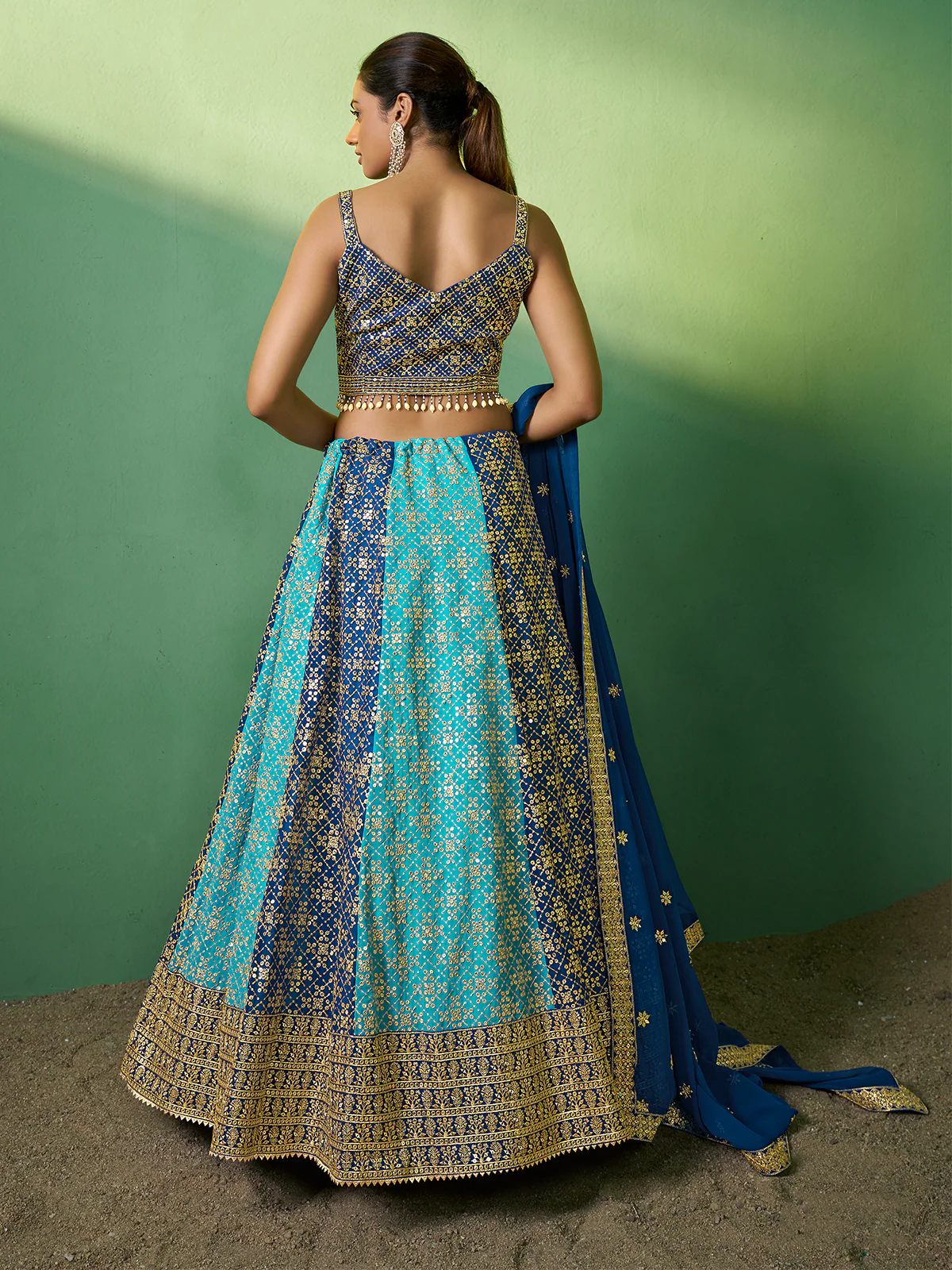 Odette Women Embroidered Semi Stitched Lehenga With Unstitched Blouse - Image 3