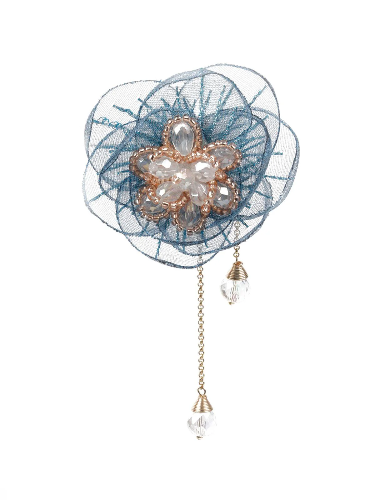 Odette Women Blue Floral Stud Earring - Image 2