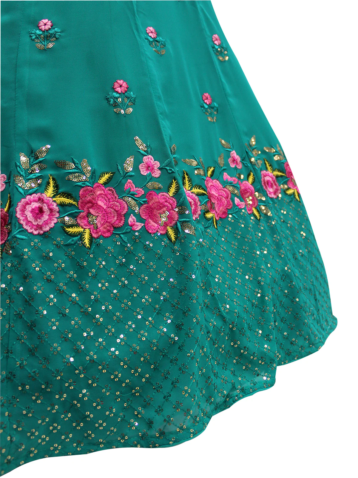 Odette Women Blue Georgette Embroidered Semi Stitched Lehenga With  Unstitched Blouse - Image 4