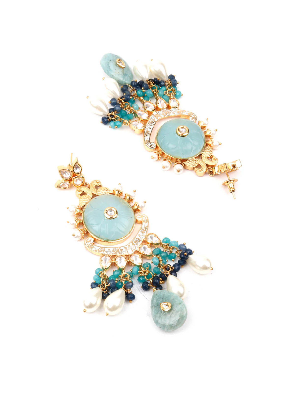 Odette Women Blue Peacock Dangler Earrings - Image 5