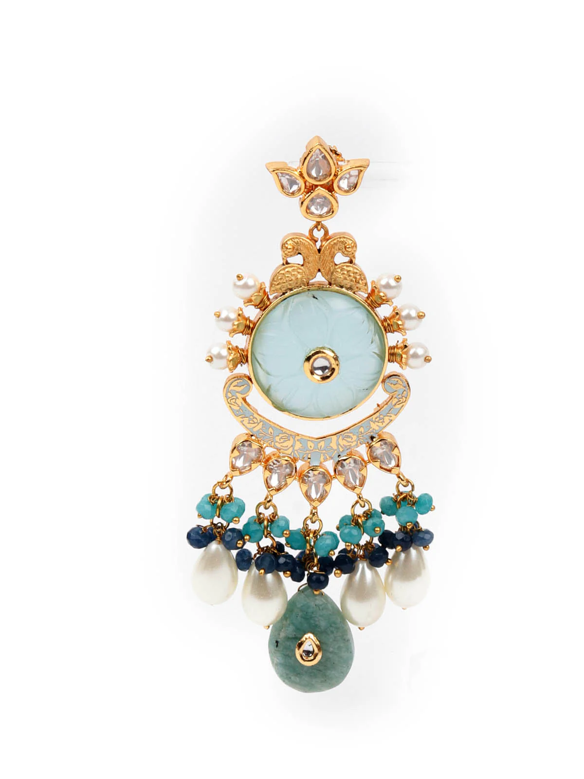 Odette Women Blue Peacock Dangler Earrings - Image 6