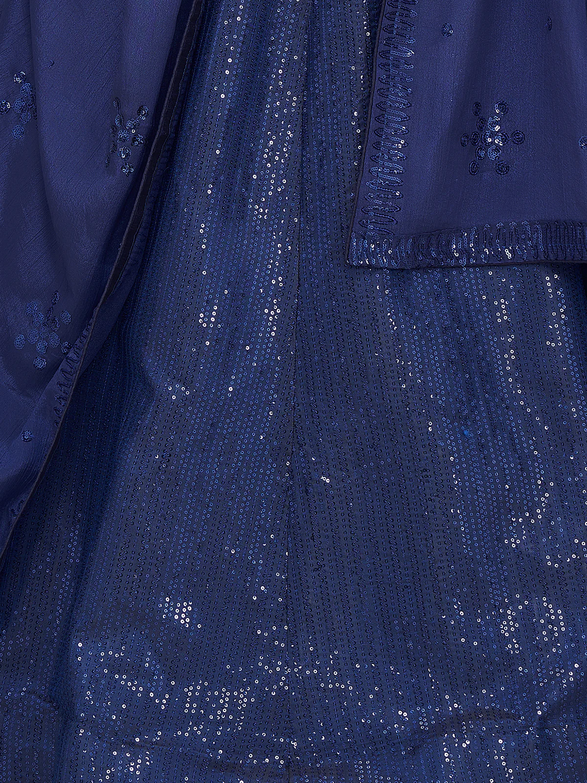 Odette Women Blue Silk Blend Semi Stitched Lehenga Set - Image 6