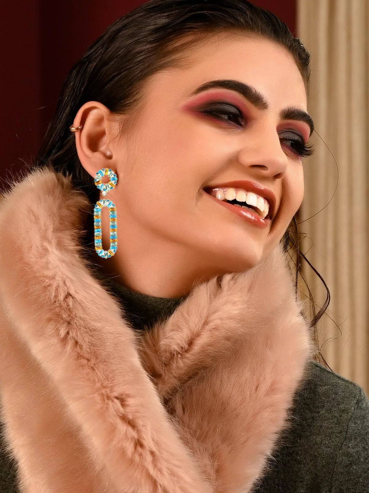 Odette Women Blue Stunning Metal Earrings