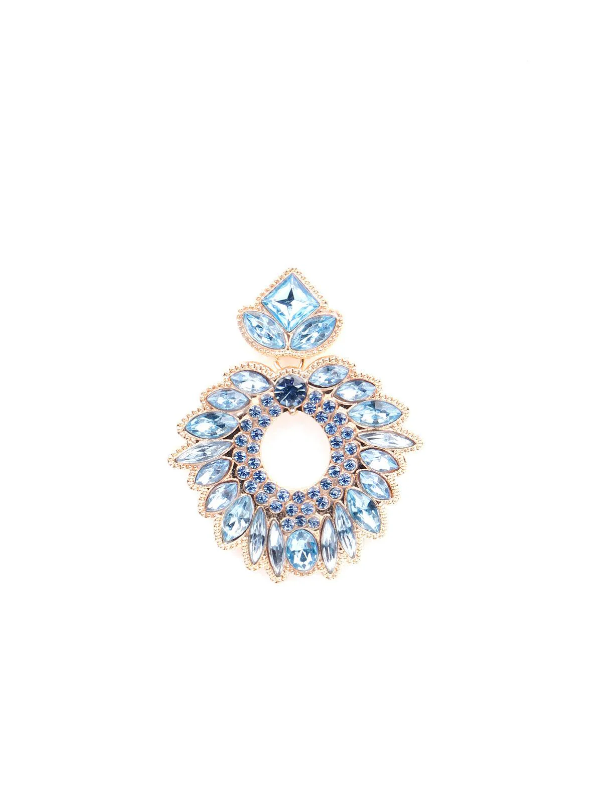 Odette Women Blue Textured Rounded Metal Earrings - Image 4