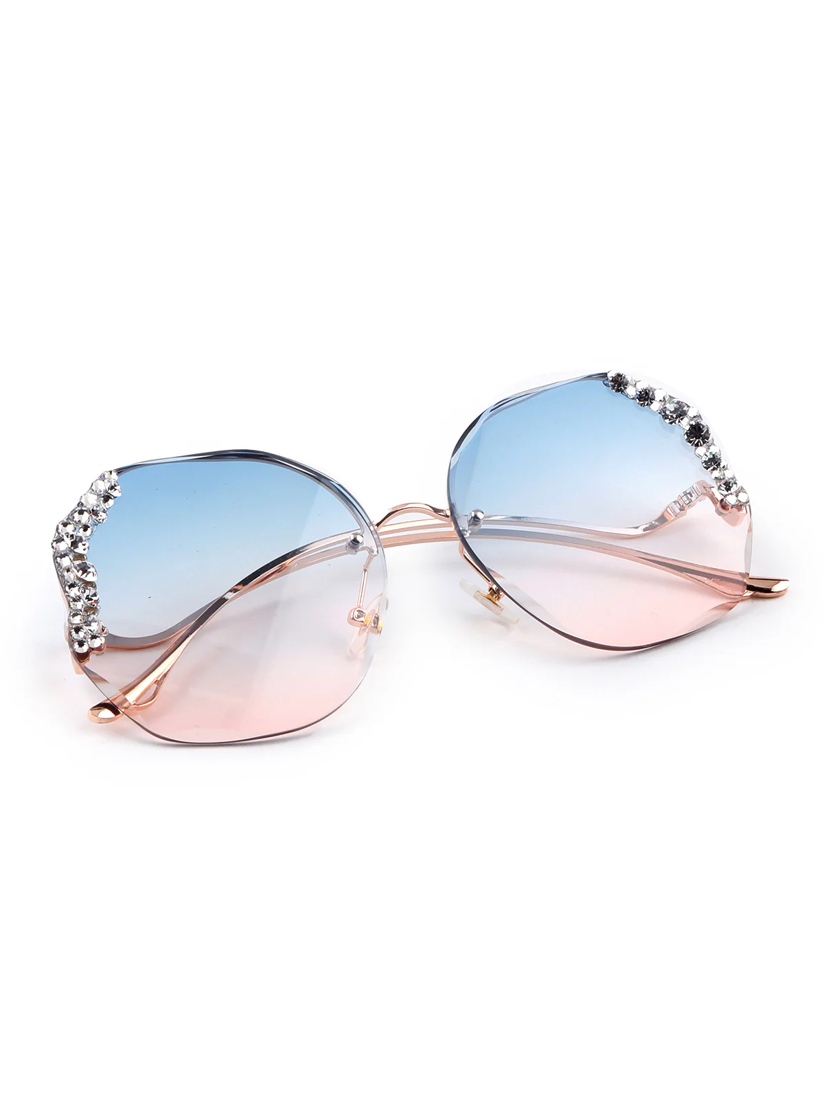 Odette Women Blue Tinted Studded Sunglasses - Image 4