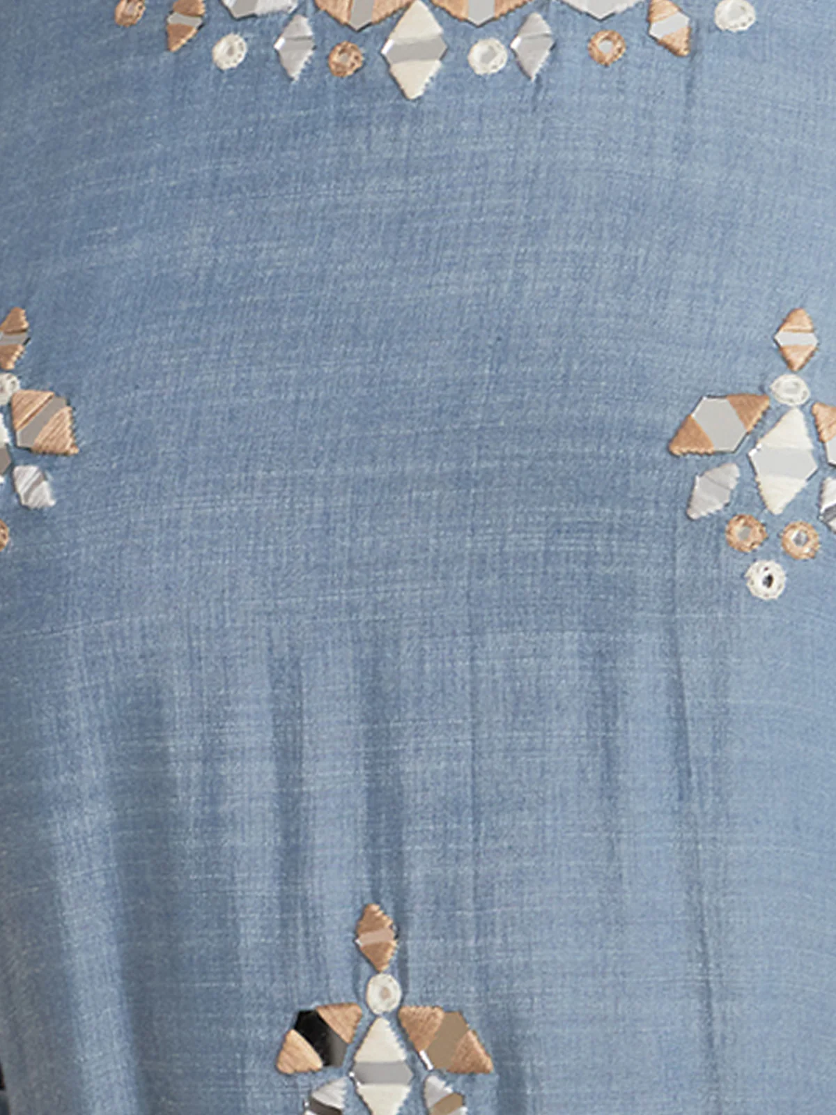 Odette Women Blue Viscose Embroidered Stitched Kurta Set - Image 6