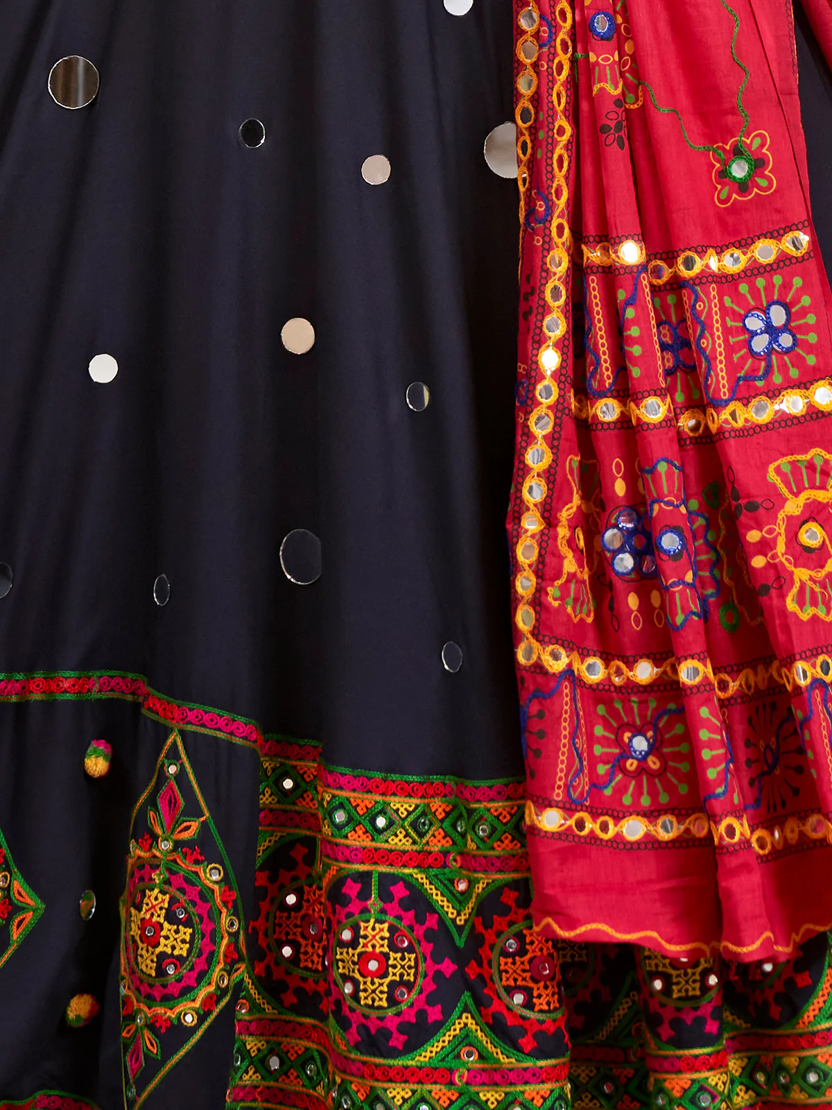 Odette Blue Viscose Rayon Embroidered Stitched Lehenga With  Unstitched Choli For Women - Image 5