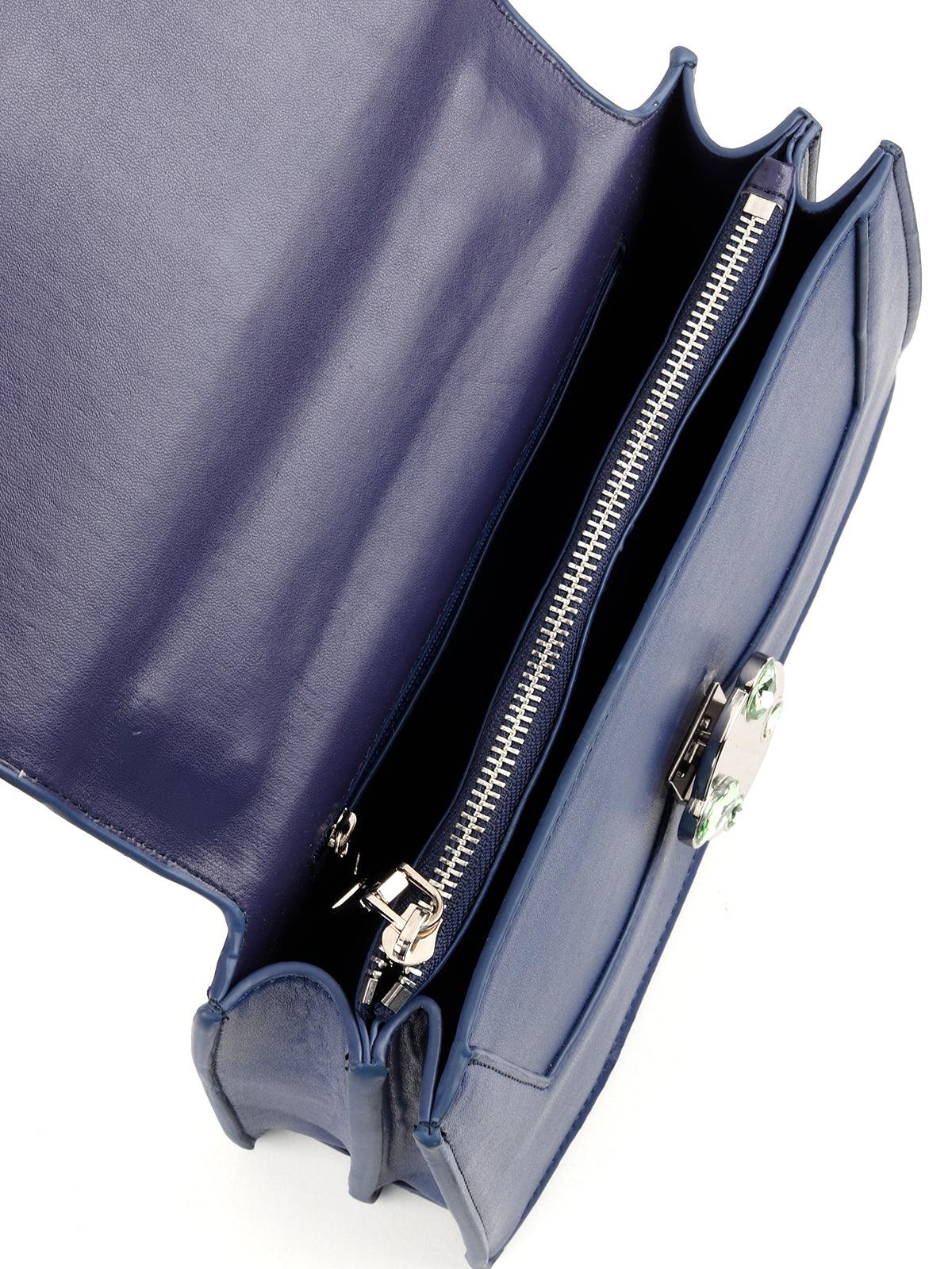 Odette Women Bluish Purple Leather Bag - Image 4