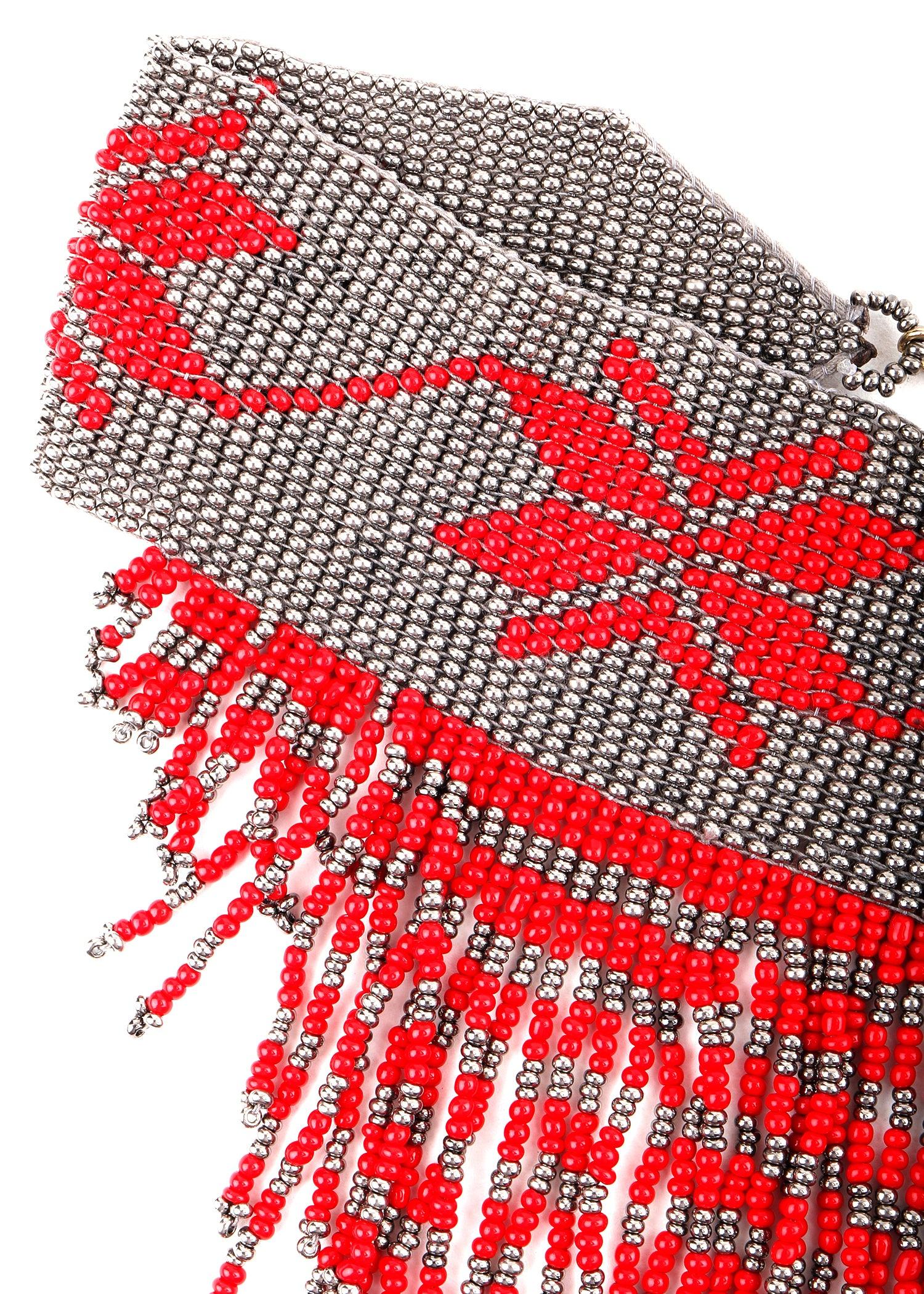 Odette Women Beaded Red Handmade Choker - Image 4