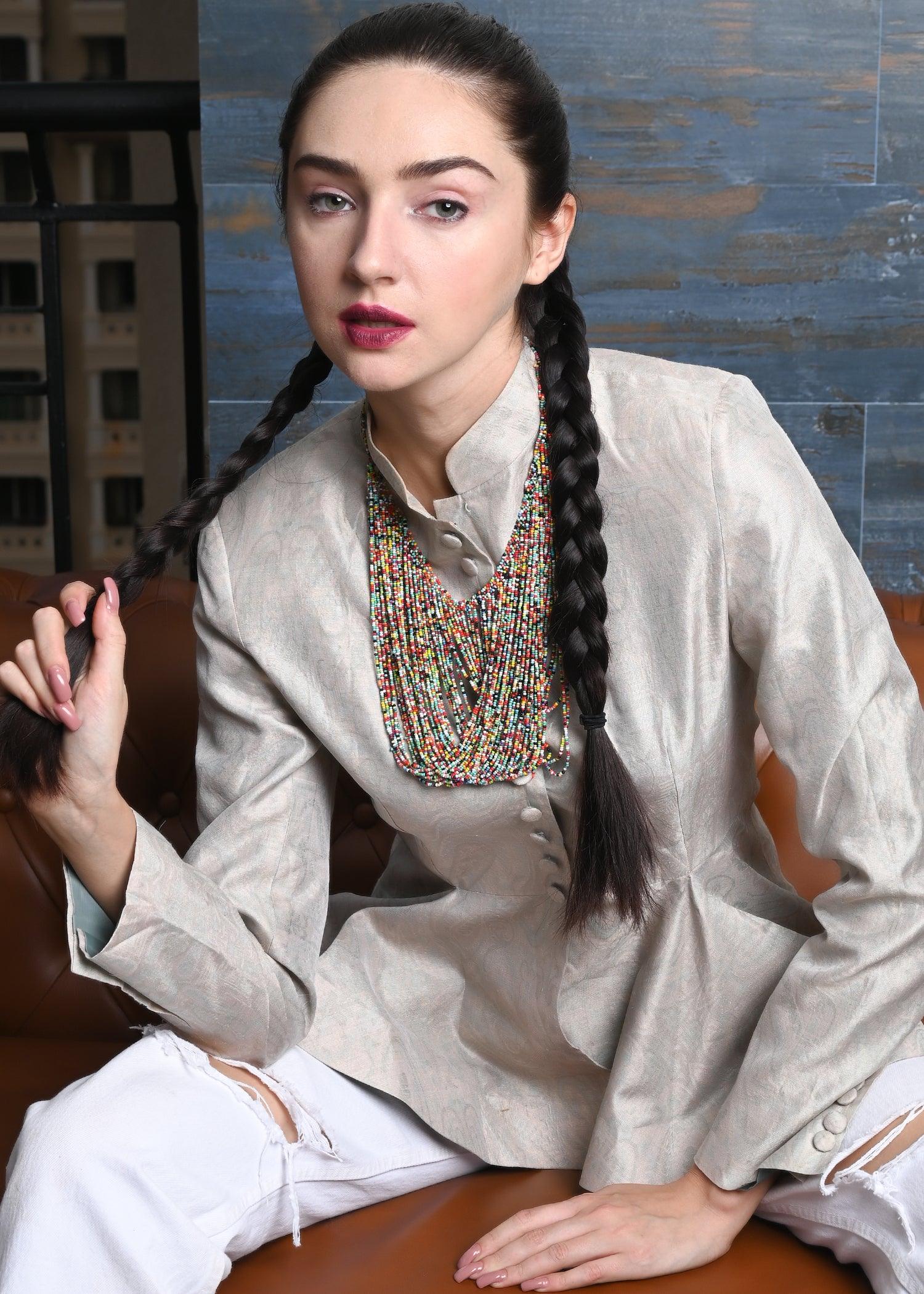 Odette Women Boho Multicolor Beaded Chocker Neckpiece