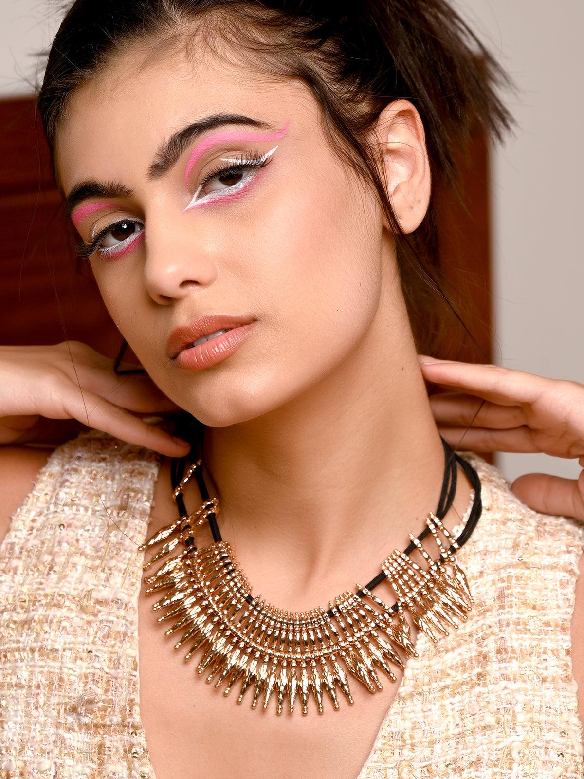 Odette Women Gold Pointed Metal Necklace