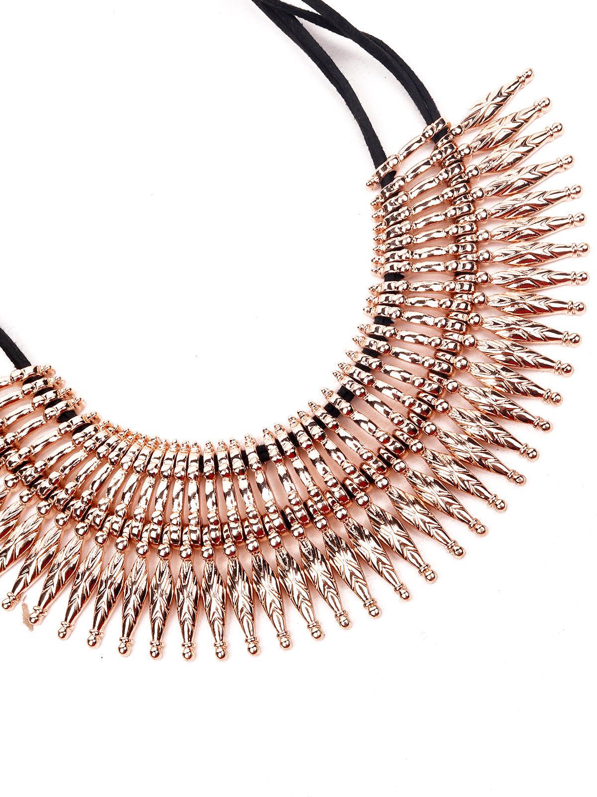Odette Women Gold Pointed Metal Necklace - Image 6