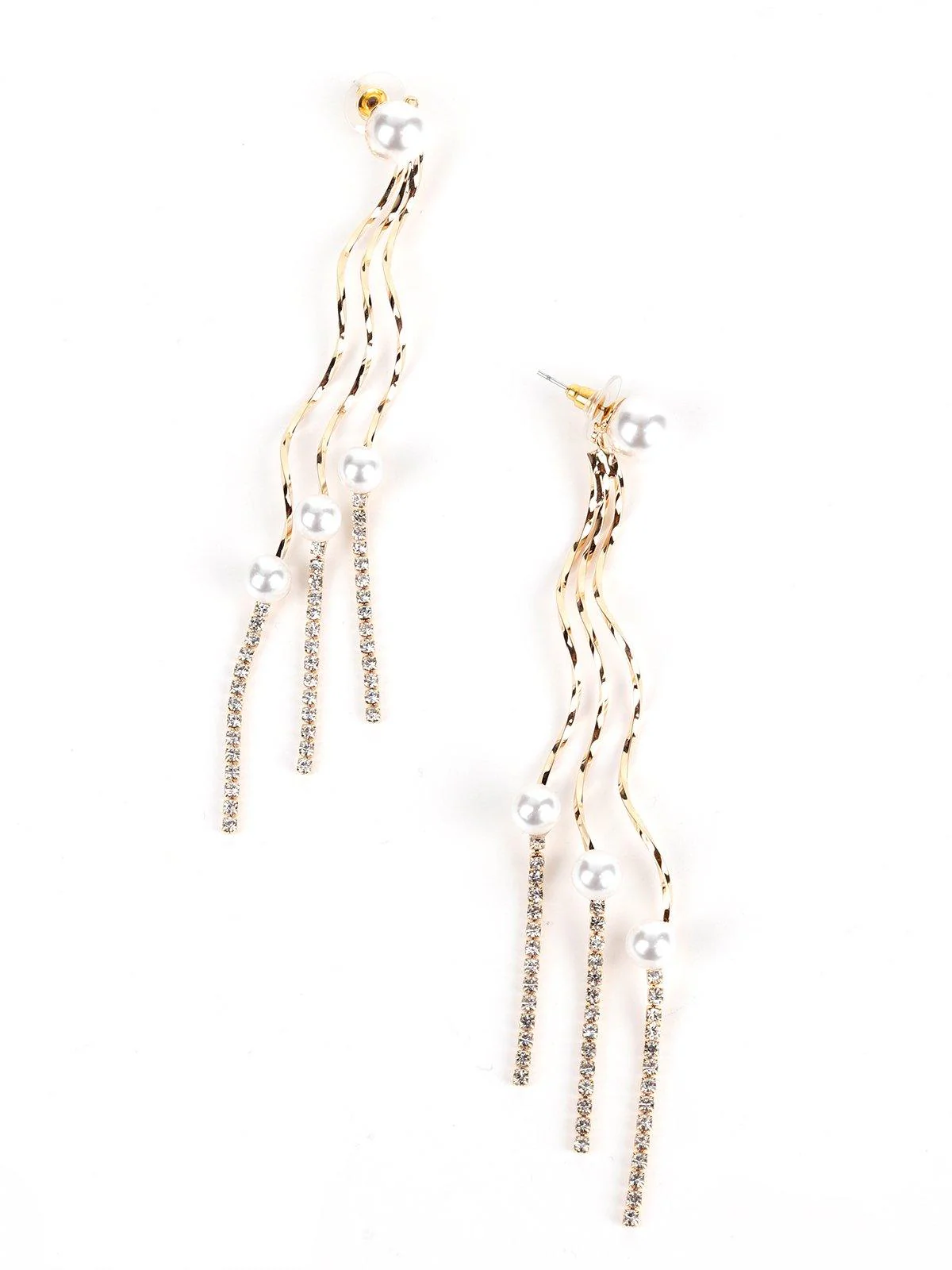 Odette Women Golden- White Metal Dangles - Image 5