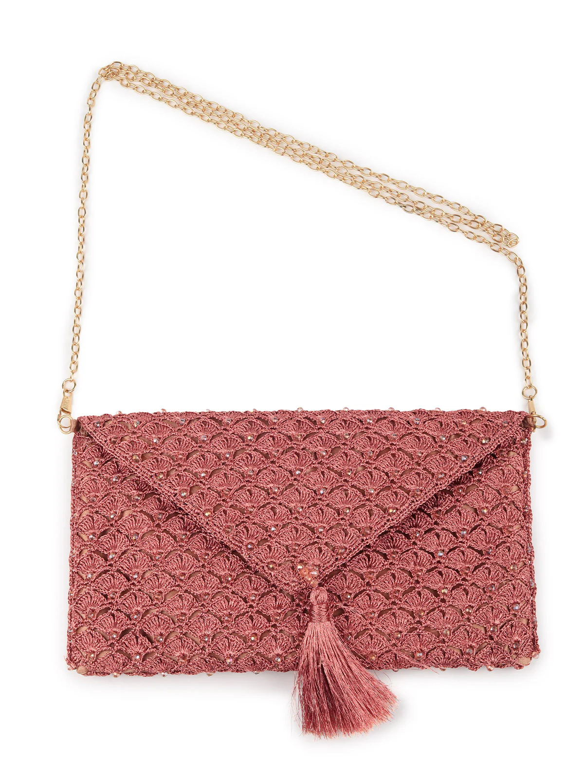 Odette Women Bronze Woven And Beaded Sling Bag - Image 3