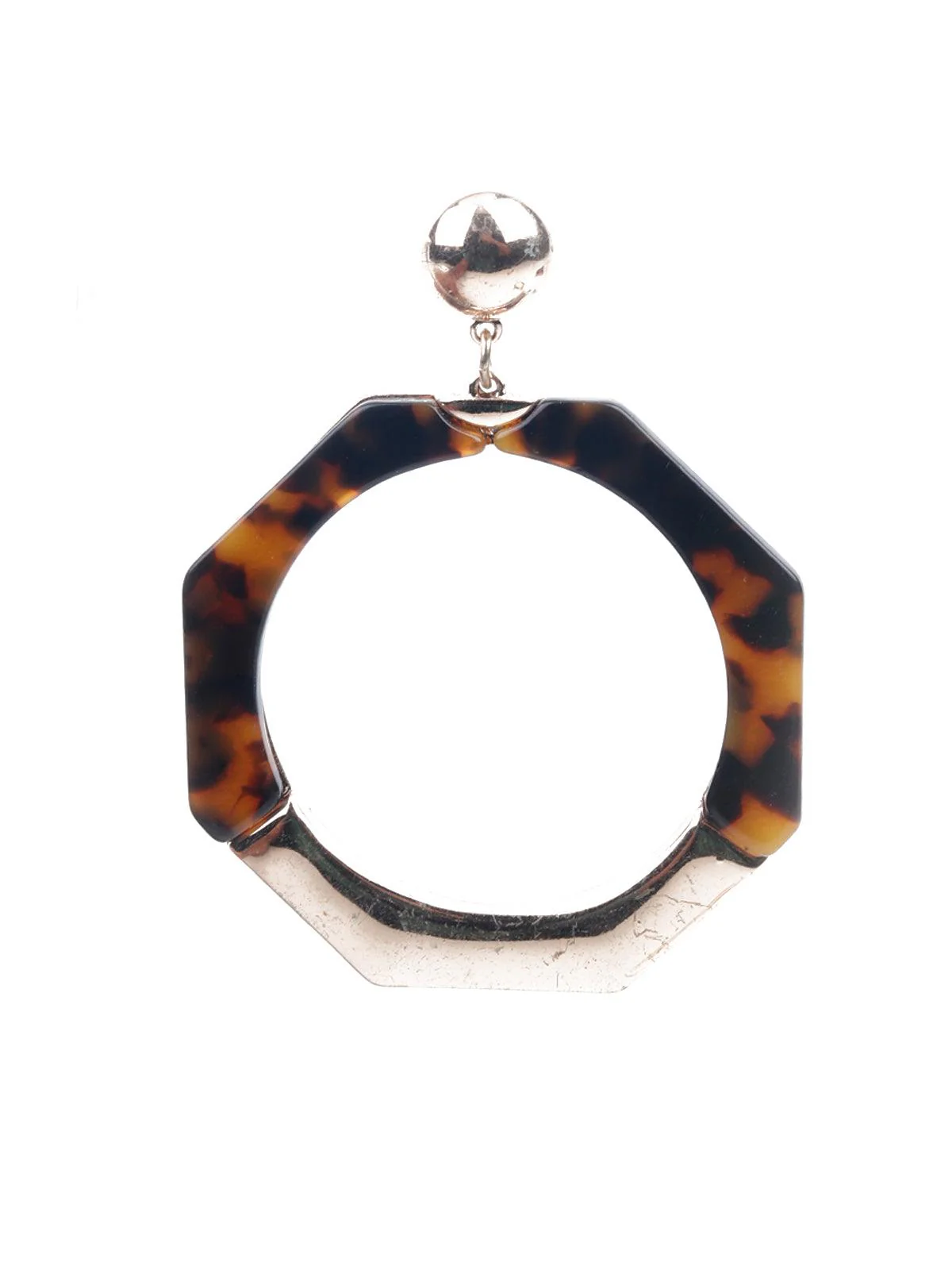 Odette Women Brown And Gold Hexagonal Dangle Earrings - Image 2