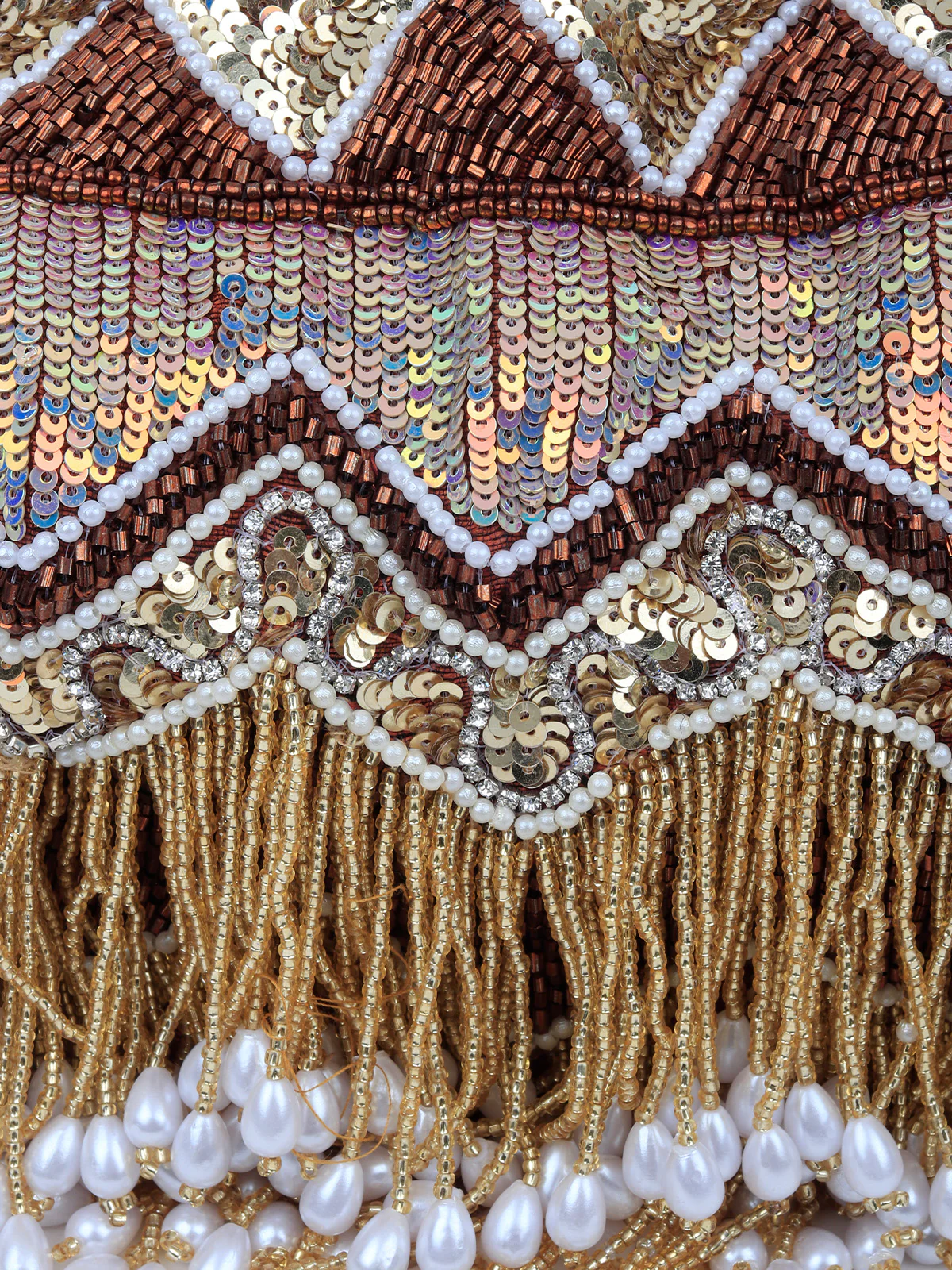 Odette Women Brown And Gold Tassel Potli Bag - Image 6