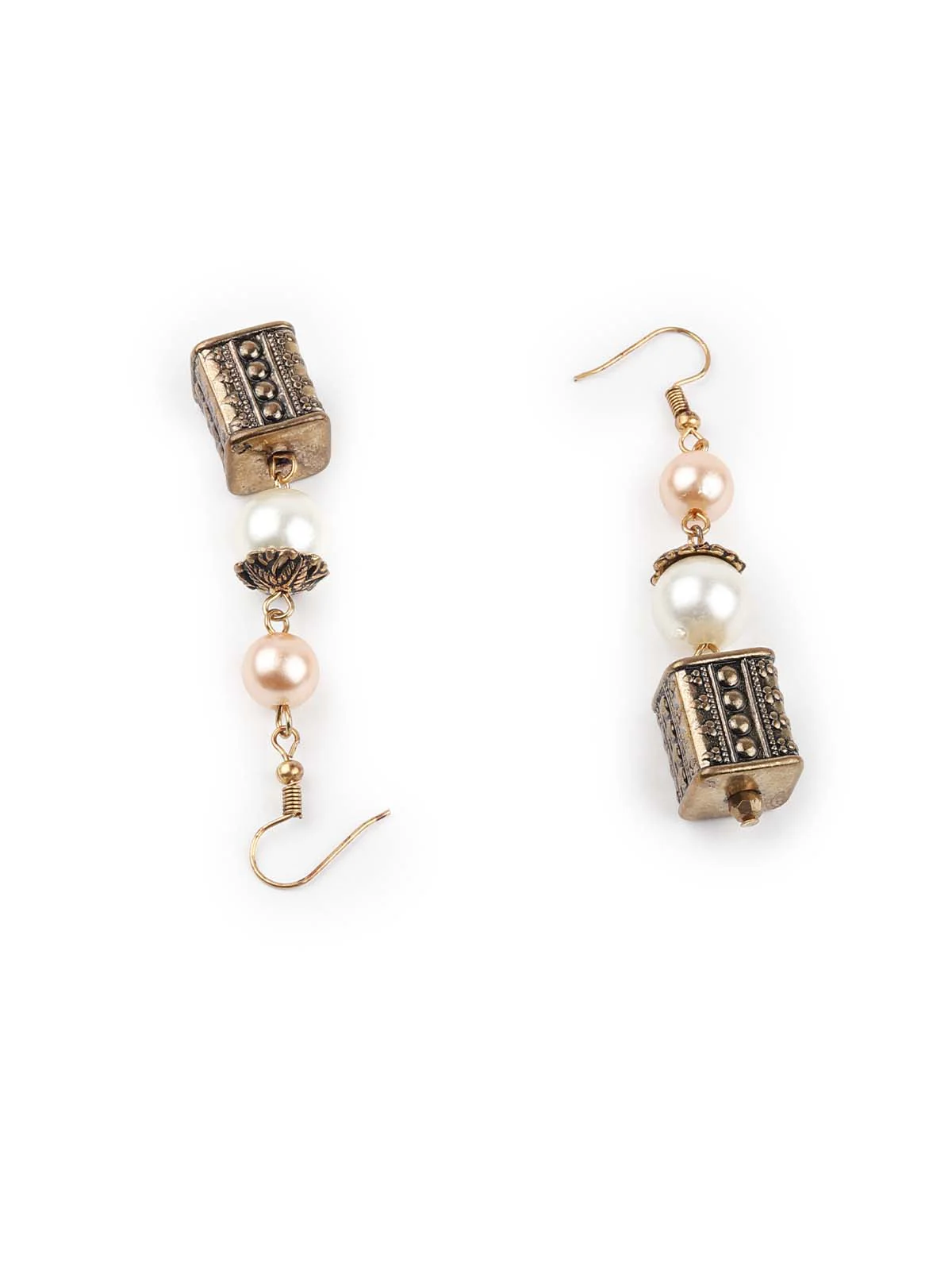 Odette Women Brown And White Long Necklace Set - Image 6