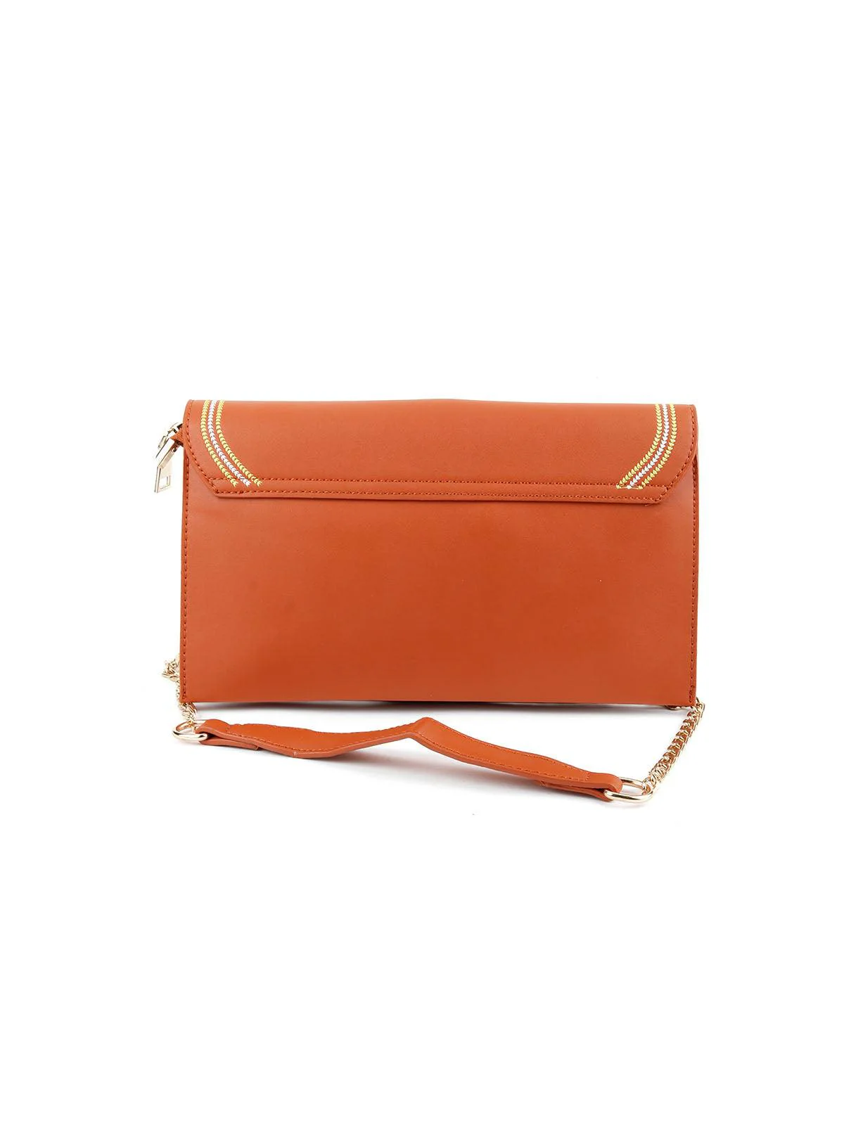 Odette Women Brown Bow Design Envelope Shape Handbag - Image 4