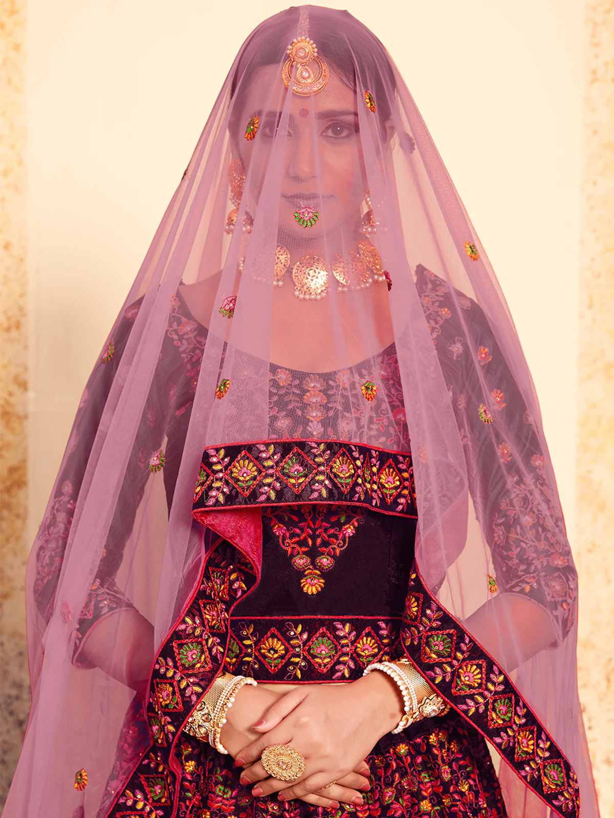 Odette Women Brown Classy Semi Stitched Lehenga With Unstitched Blouse - Image 4