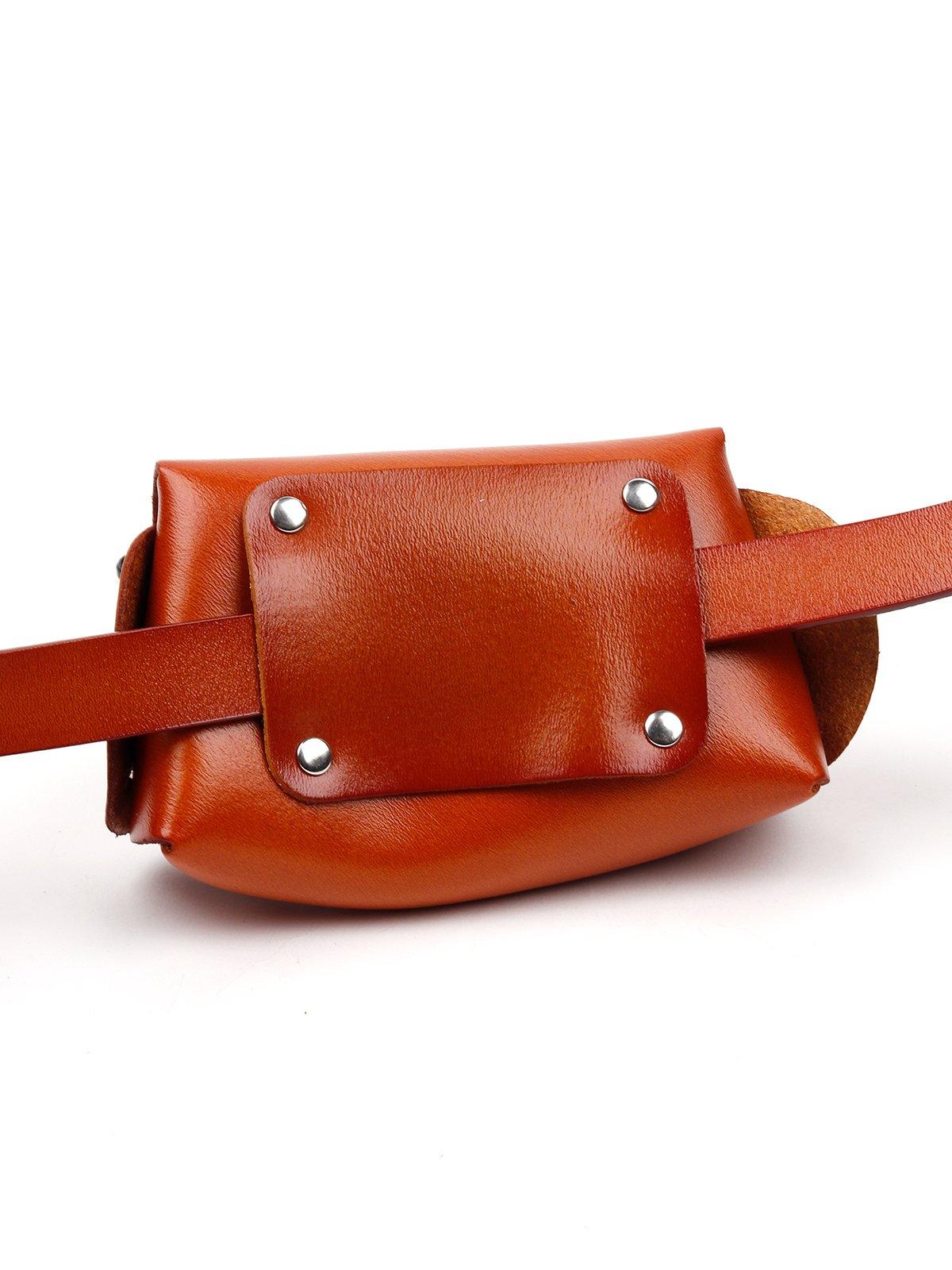 Odette Women Brown Faux Leather Belt-Bag - Image 6