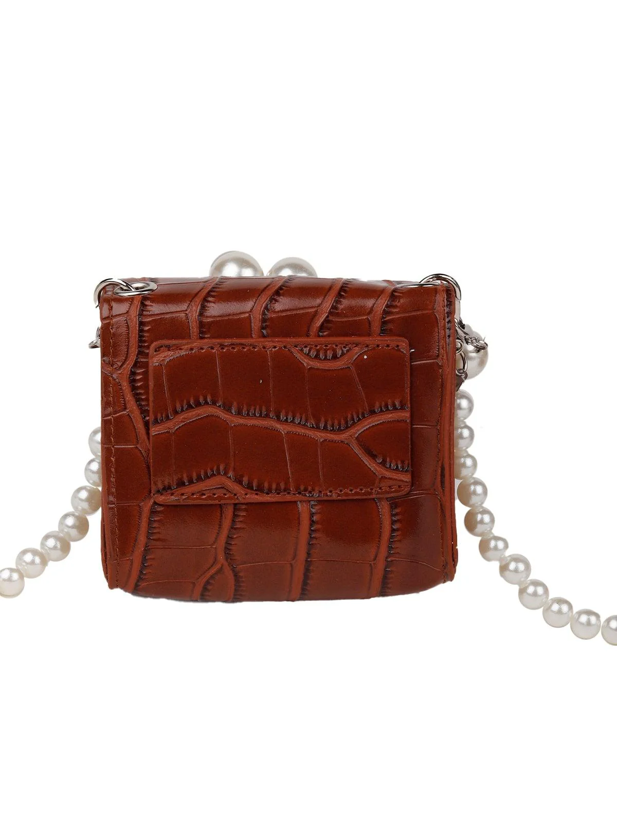 Odette Women Brown Double Pearl Belt Bag - Image 6