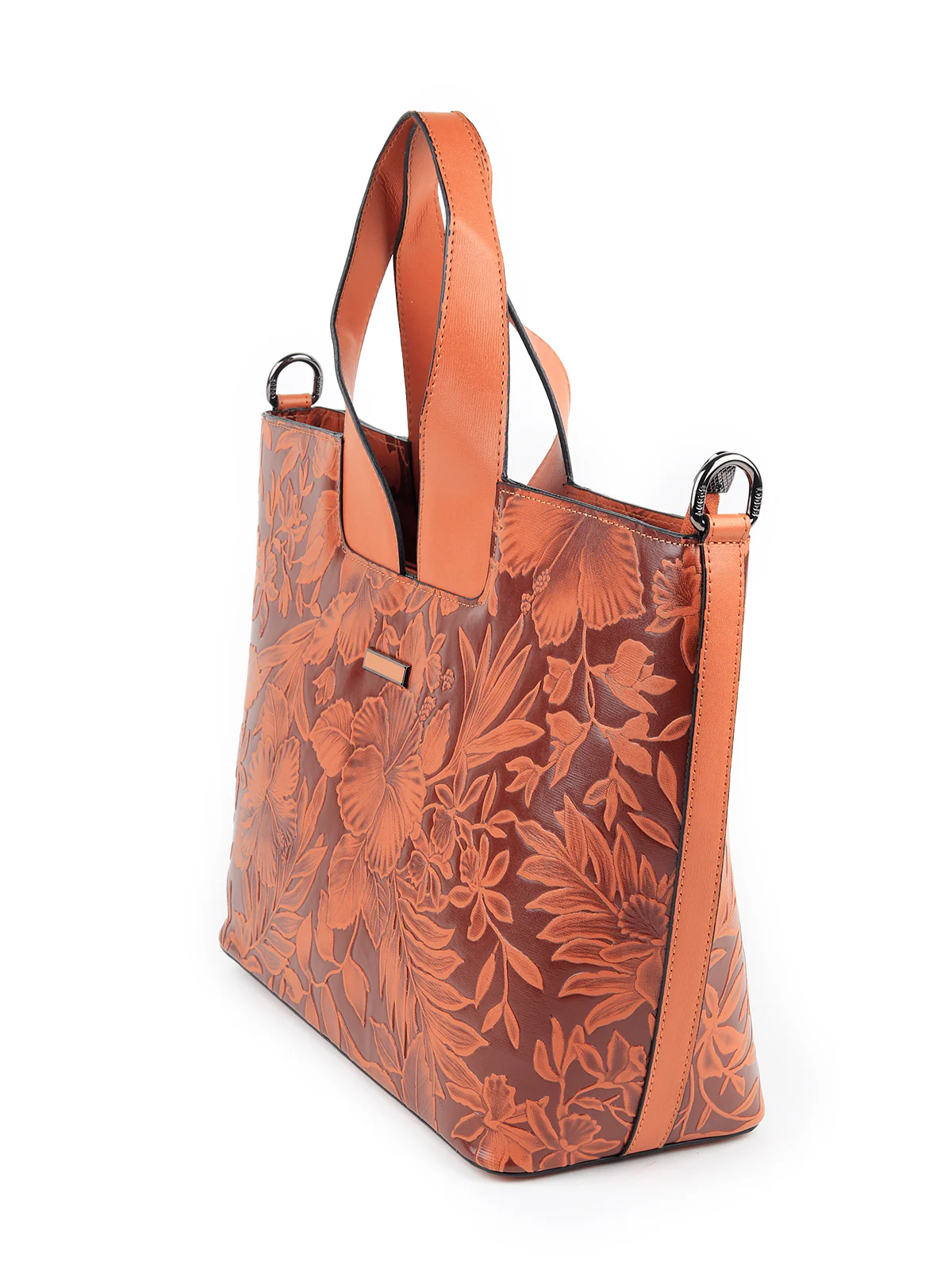 Odette Women Brown Embossed Formal Handbag - Image 4