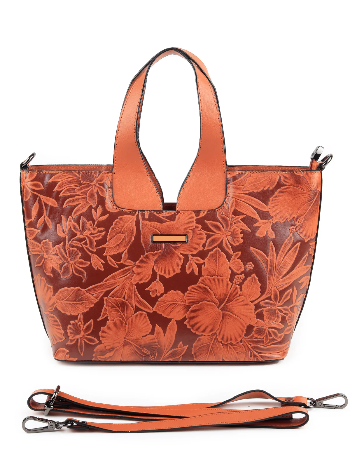 Odette Women Brown Embossed Formal Handbag - Image 3
