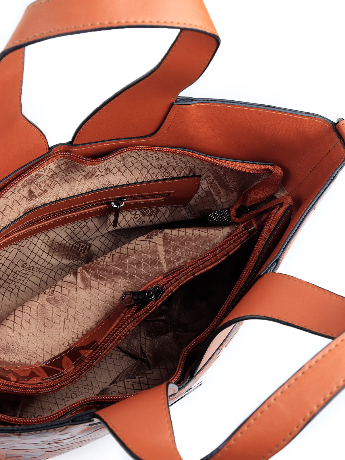 Odette Women Brown Embossed Formal Handbag - Image 6