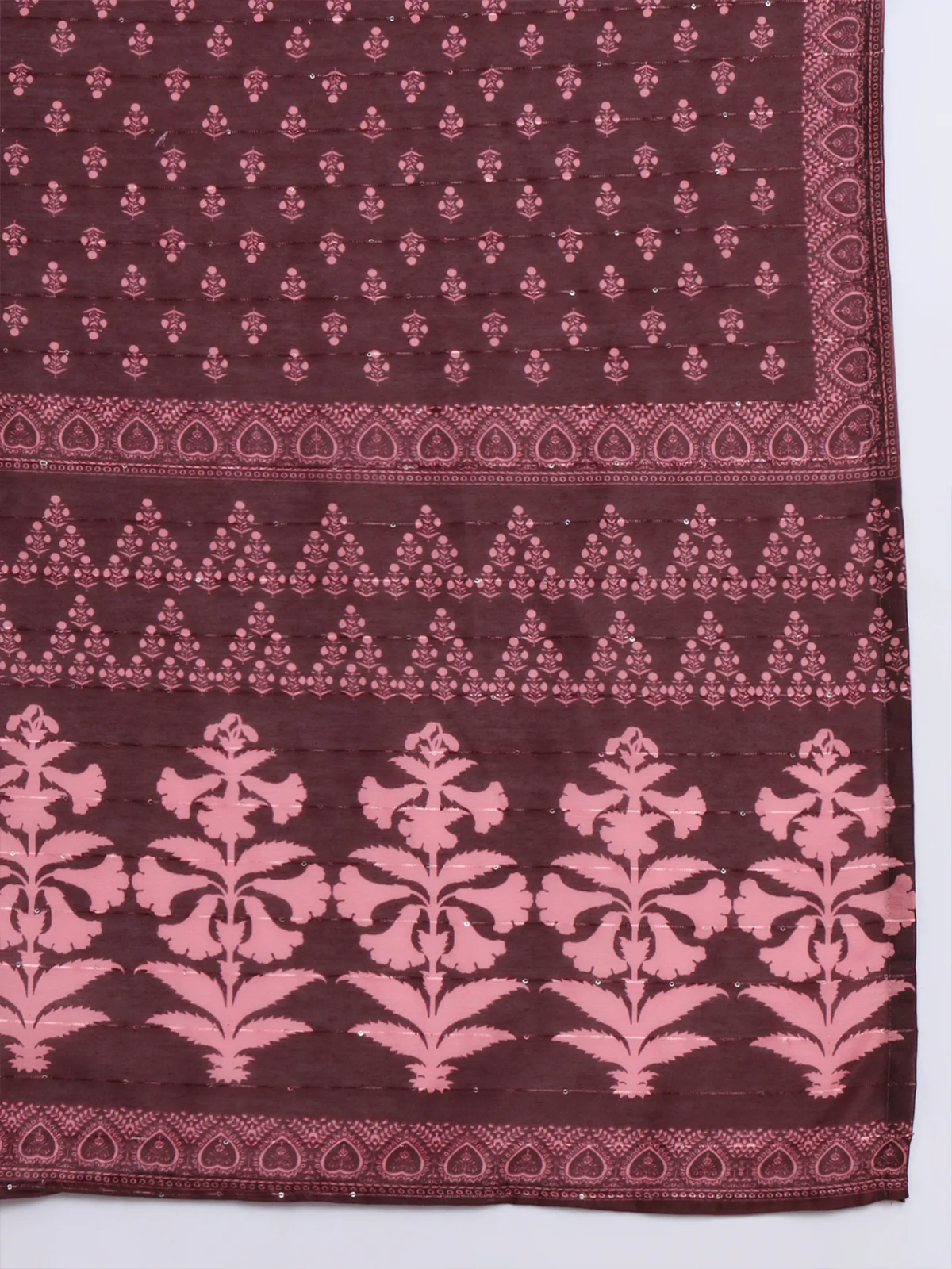 Odette Women Brown Cotton Blend Embroidered Stitched Kurta Set - Image 5