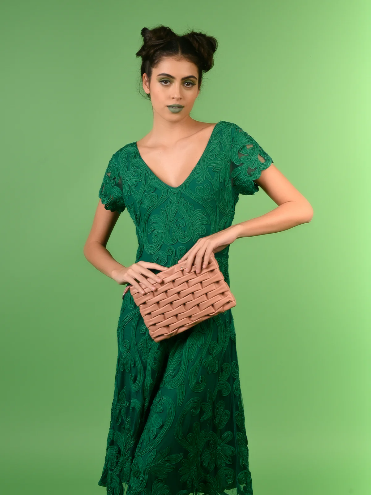 Odette Women Brown Patterned Clutch - Image 2