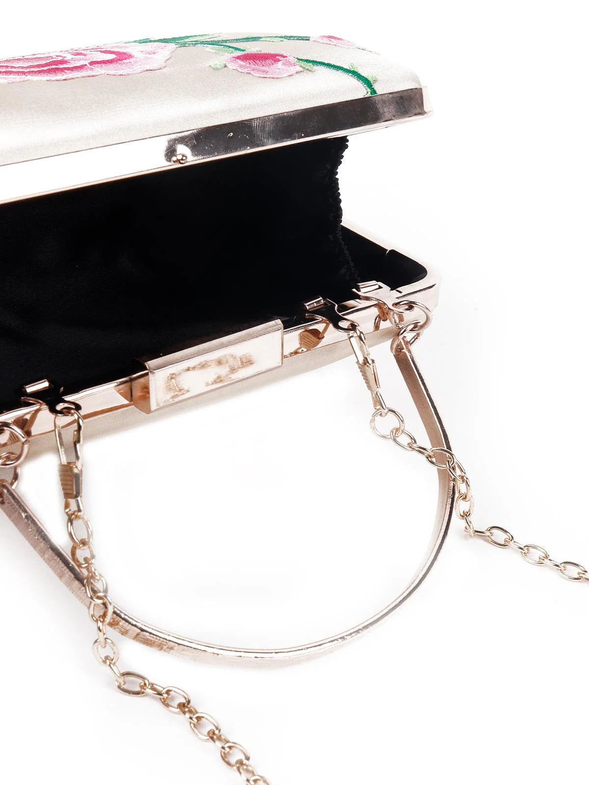 Odette Women Champagne Colour Stunning Floral Sling Bag - Image 6