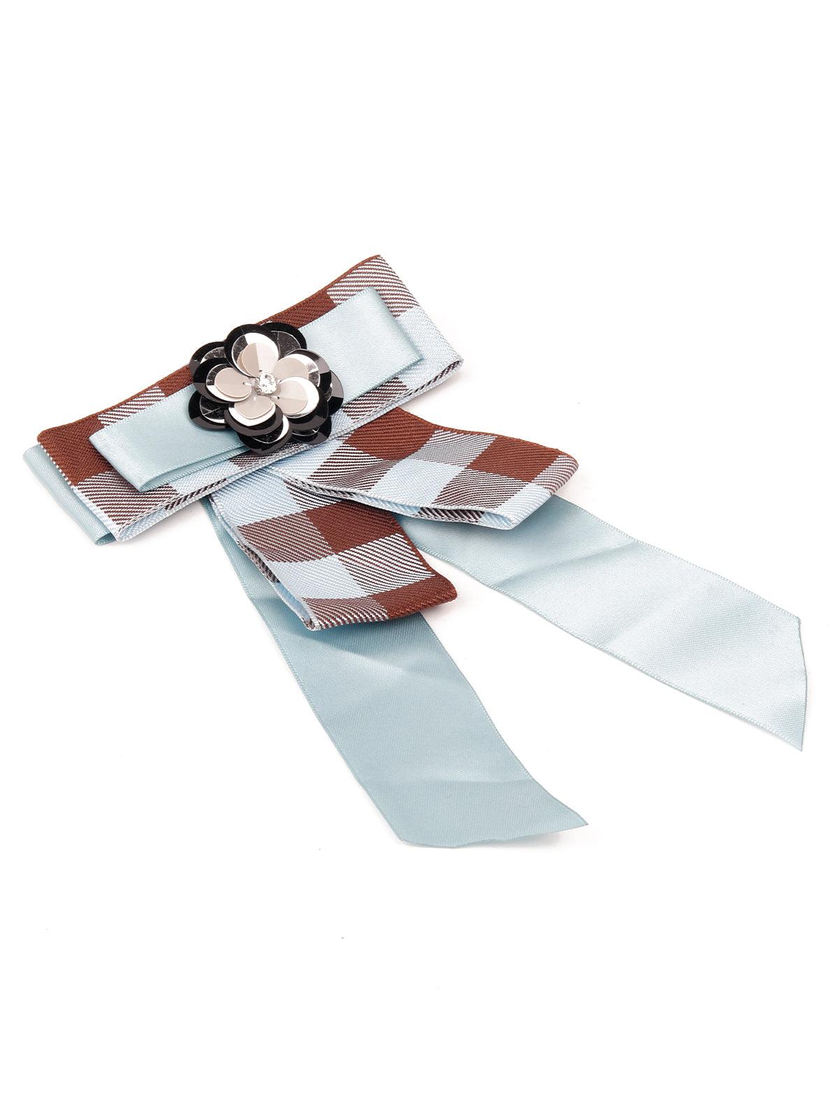 Odette Women Blue Metal Floral Brooch - Image 2
