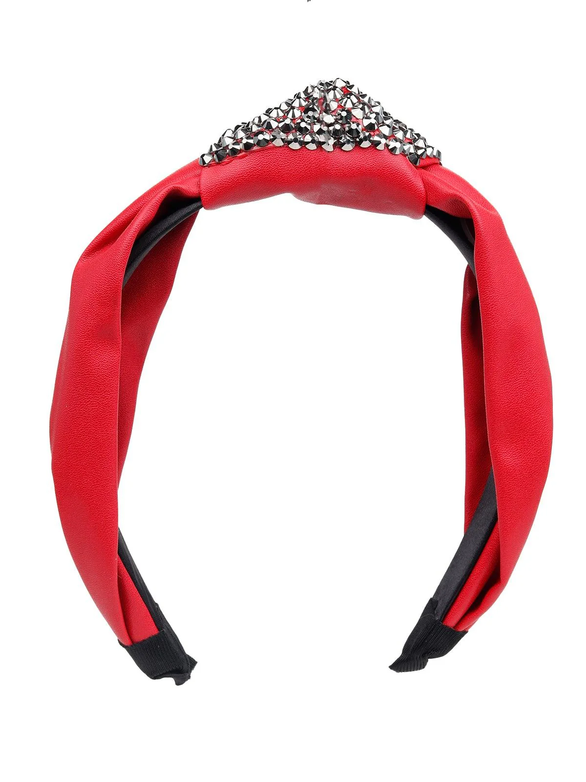 Odette Women Red Leatherette Hairband - Image 3