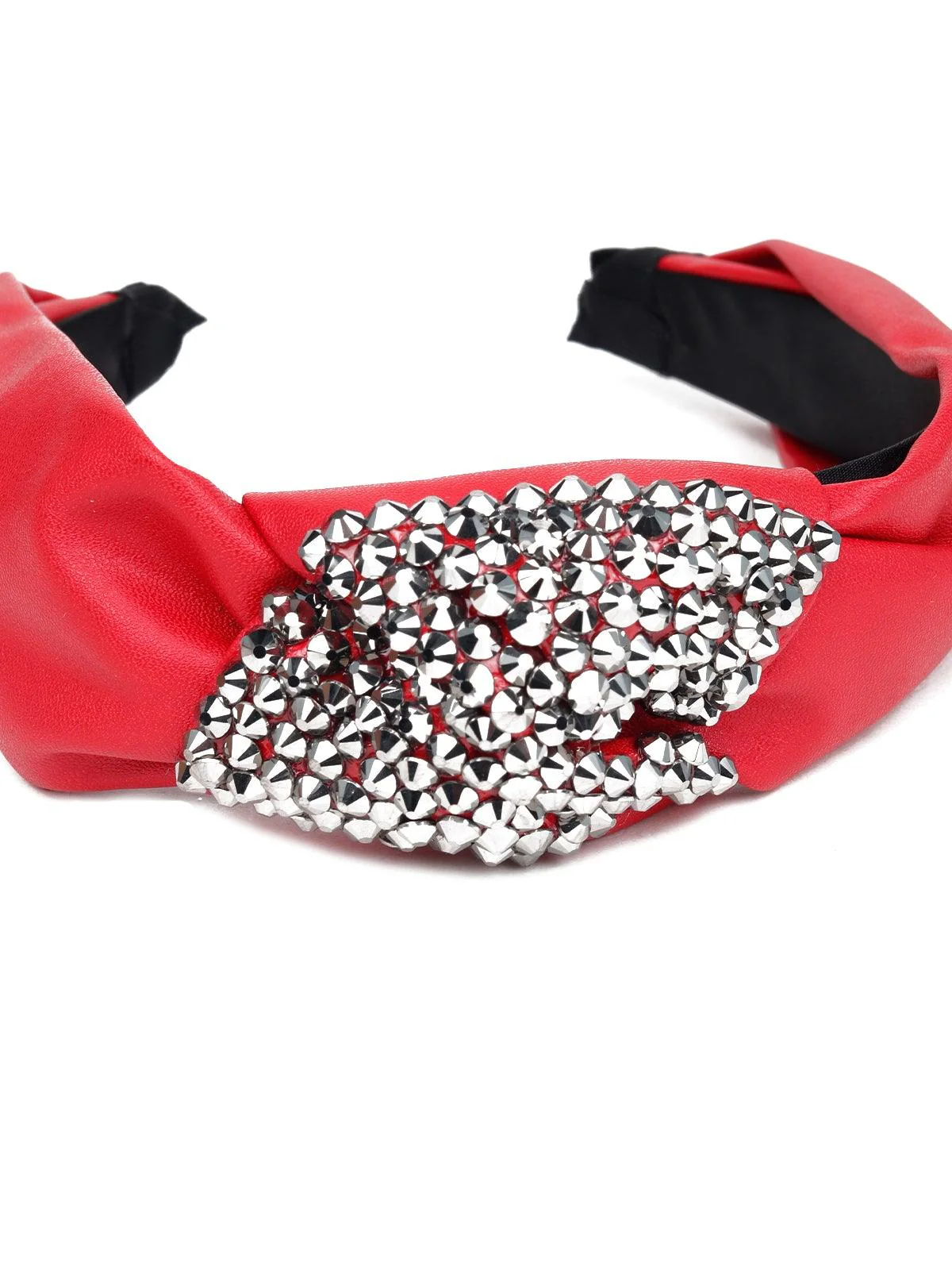 Odette Women Red Leatherette Hairband - Image 6