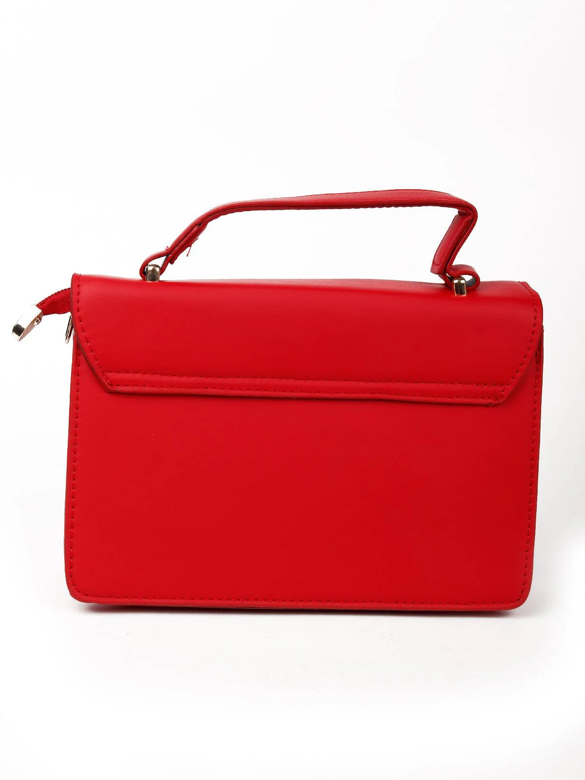 Odette Women Red Metal Smooth Sling Bag - Image 5