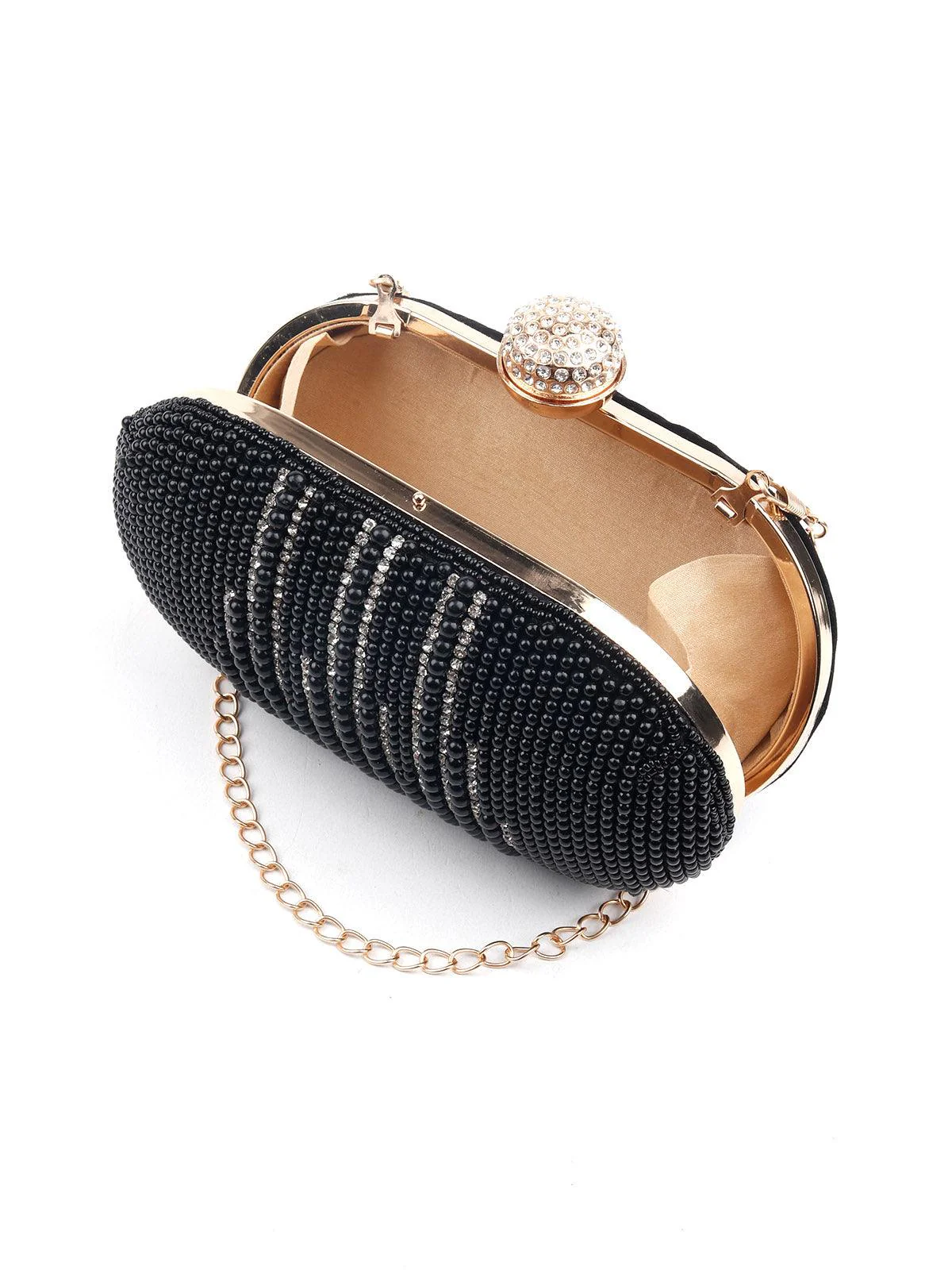 Odette Women Chic Black Embroidered Clutch - Image 5
