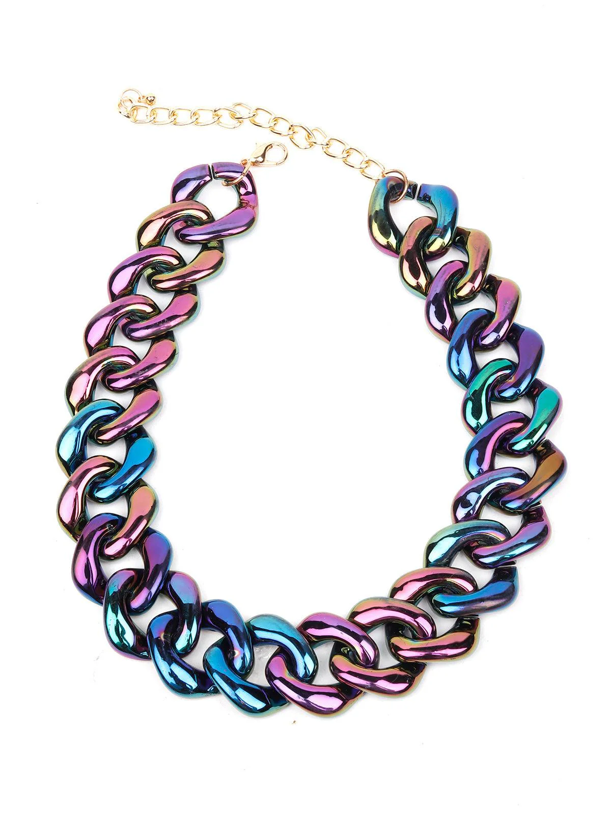 Odette Women Multicolor Metal Chain Necklace - Image 3