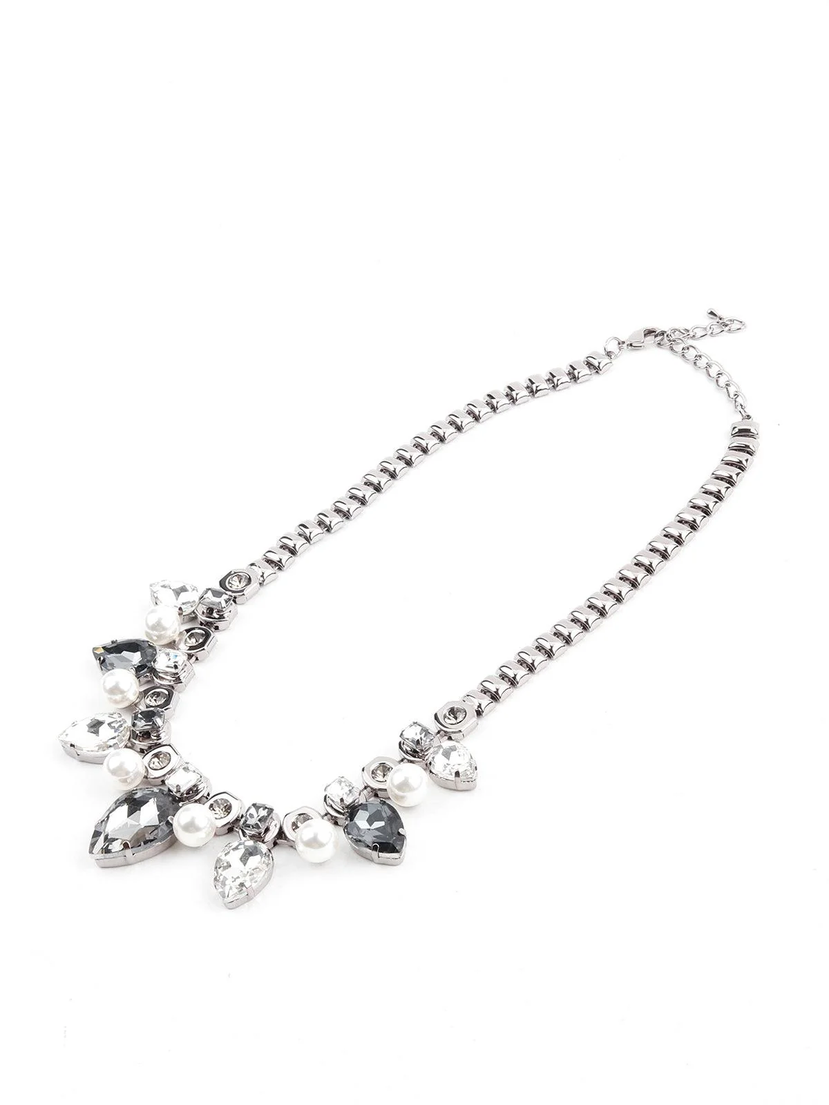 Odette Women Silver And Grey Metal Chain Necklace - Image 4