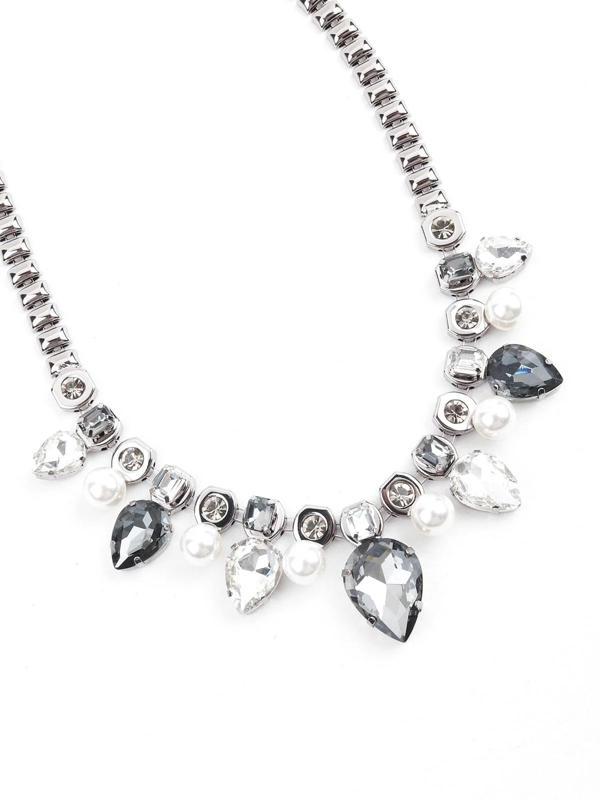 Odette Women Silver And Grey Metal Chain Necklace - Image 5