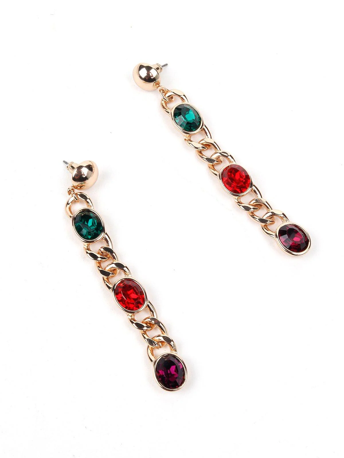 Odette Women Gold Chained Gem Stone Earrings - Image 3