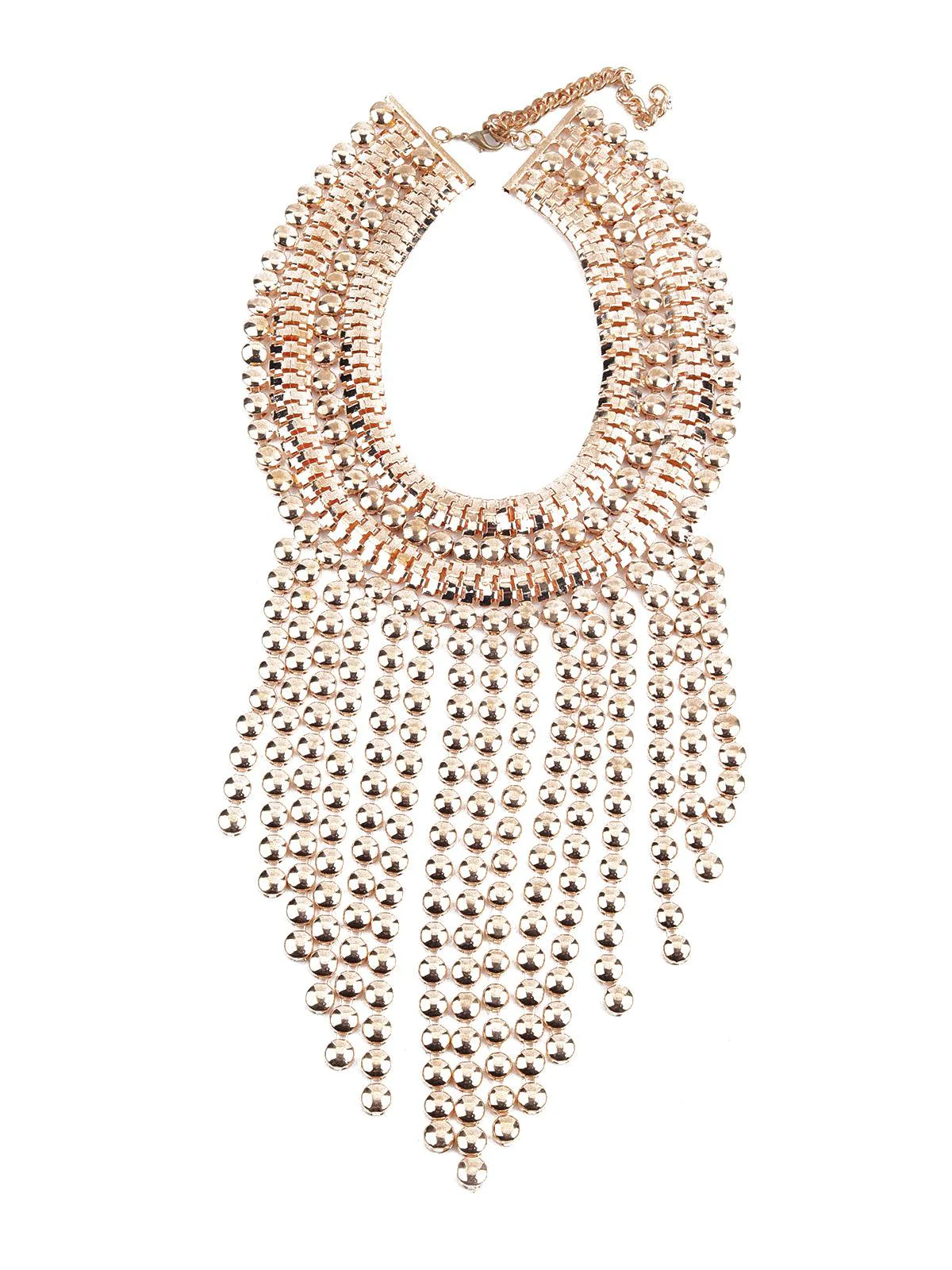 Odette Women Chunky Gold Metallic Fringe Necklace - Image 3