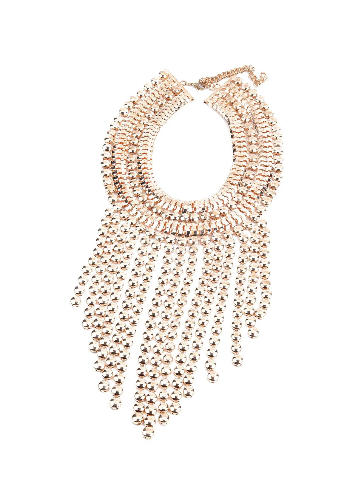 Odette Women Chunky Gold Metallic Fringe Necklace - Image 4