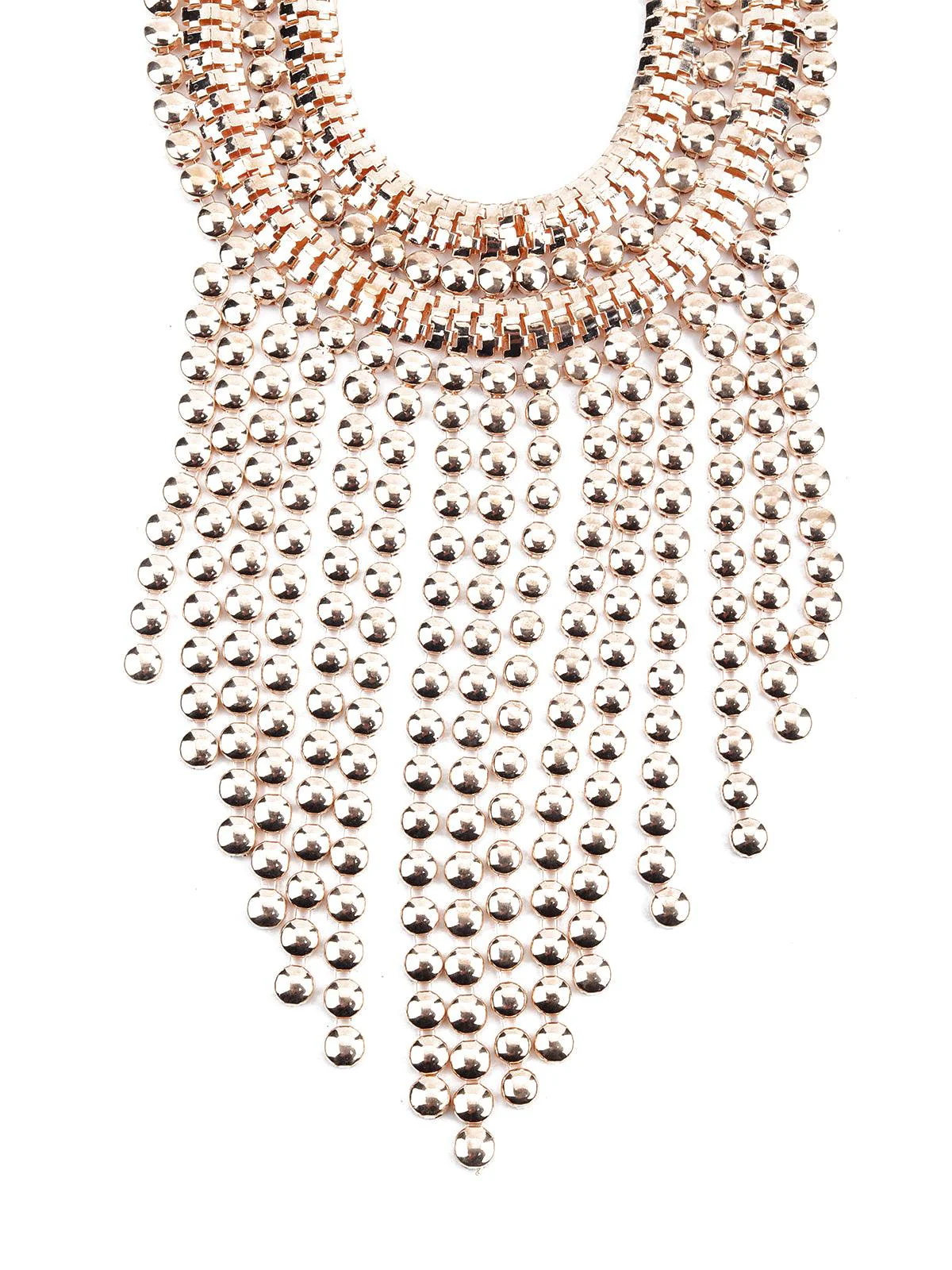 Odette Women Chunky Gold Metallic Fringe Necklace - Image 5
