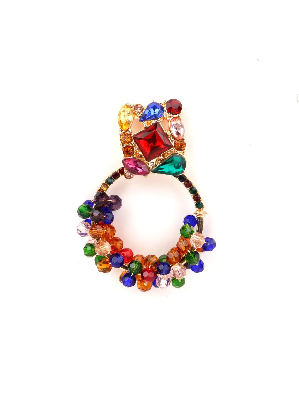 Odette Women Circular Rhinestone Earring With Multicolour Cut Crystal Beads - Image 4