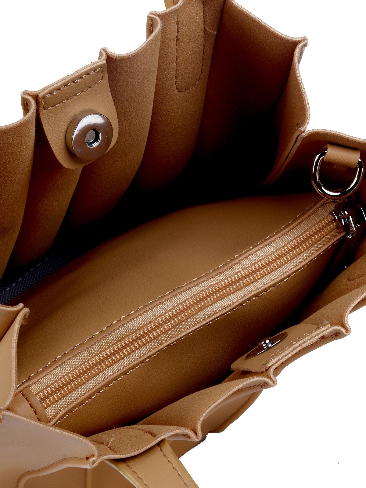 Odette Women Classic Beige Handbag - Image 6
