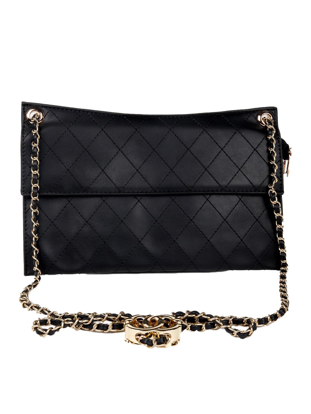 Odette Women Black Letherette Sling Bag - Image 3