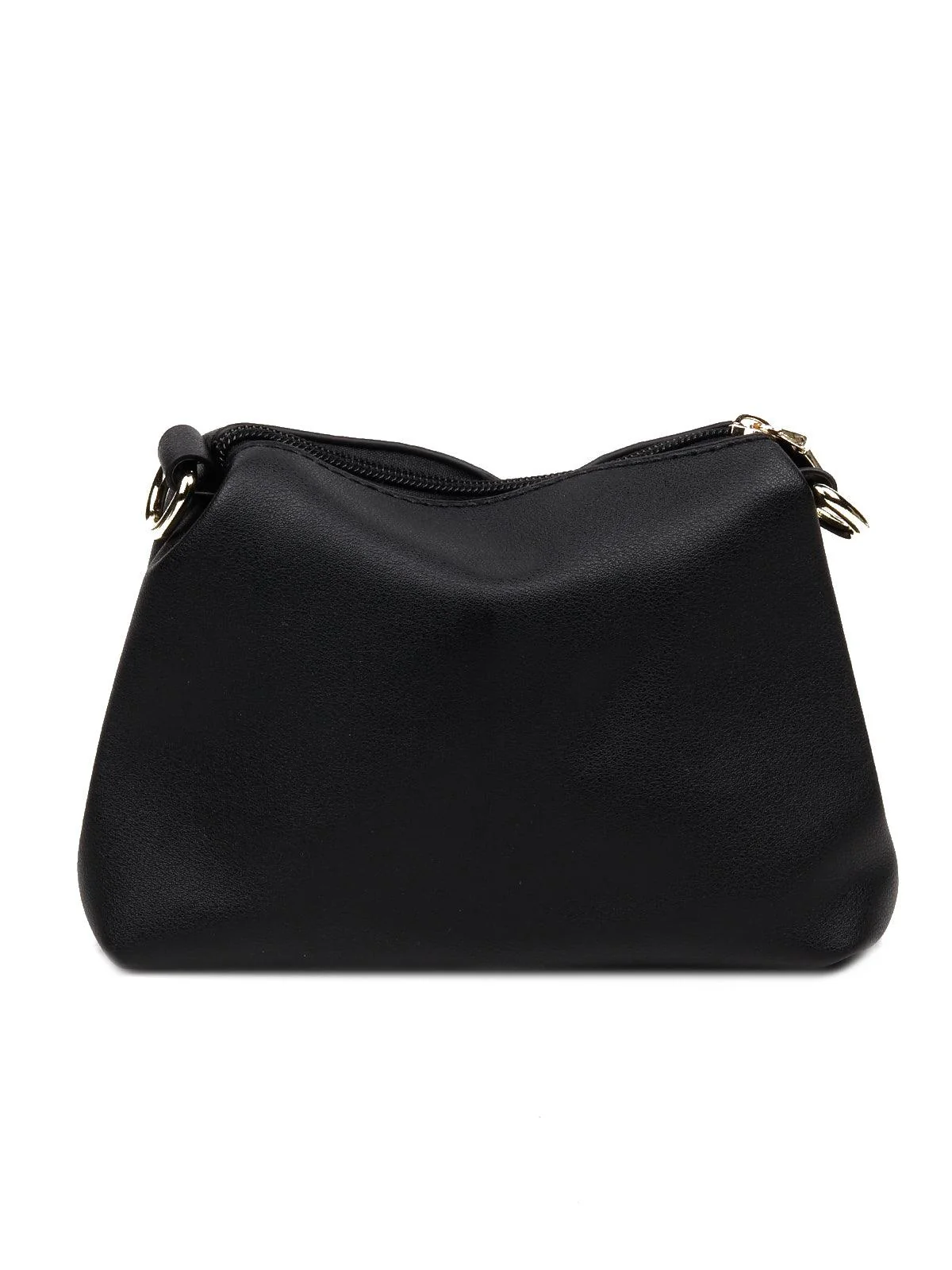Odette Women Classic Black Satchel Bag With A Detachable Pouch - Image 3