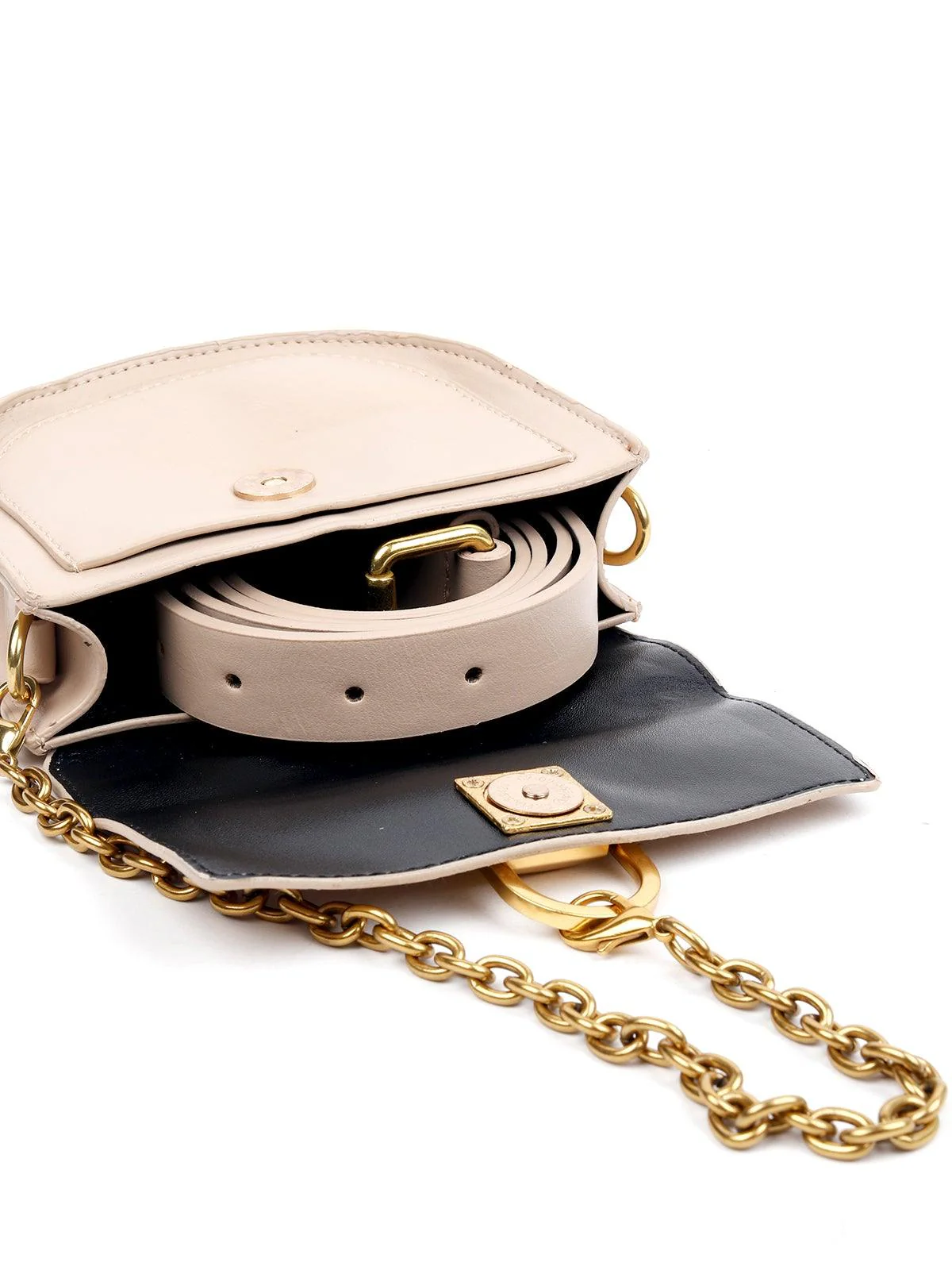 Odette Women Gold Metal Belt-Bag - Image 4