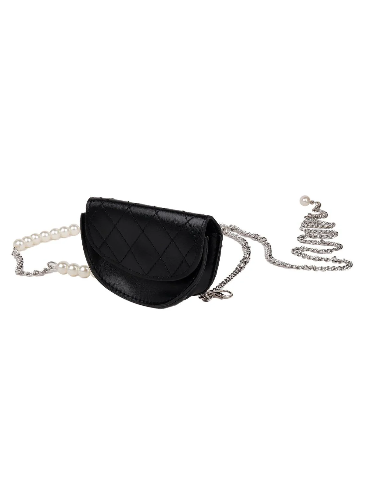 Odette Women Black Metal Belt Bag - Image 4